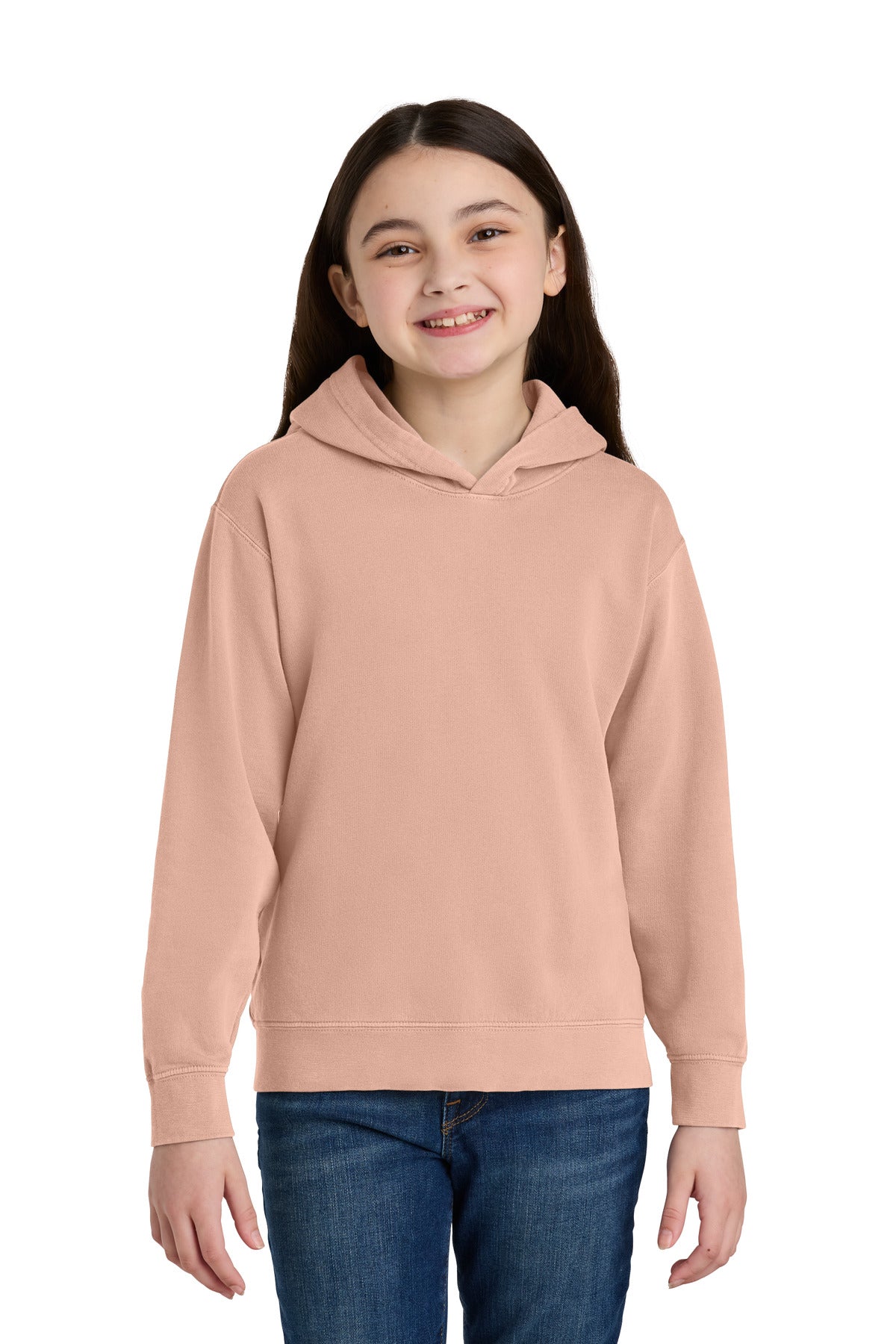 Custom logo Comfort Colors® Youth Lightweight Hooded Sweatshirt 1467Y in Peachy