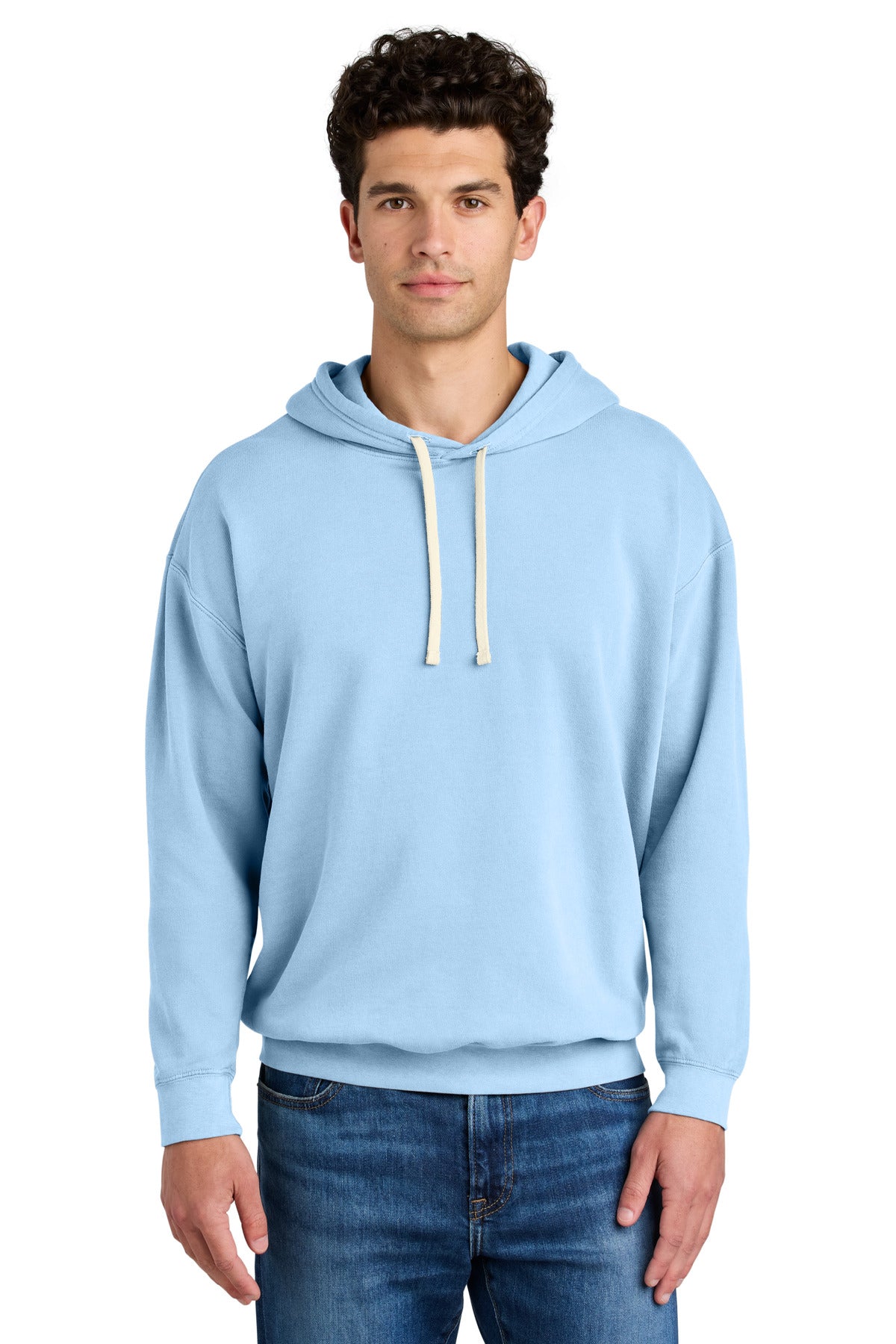 Custom logo Comfort Colors® Lightweight Hooded Sweatshirt 1467 in Hydrangea