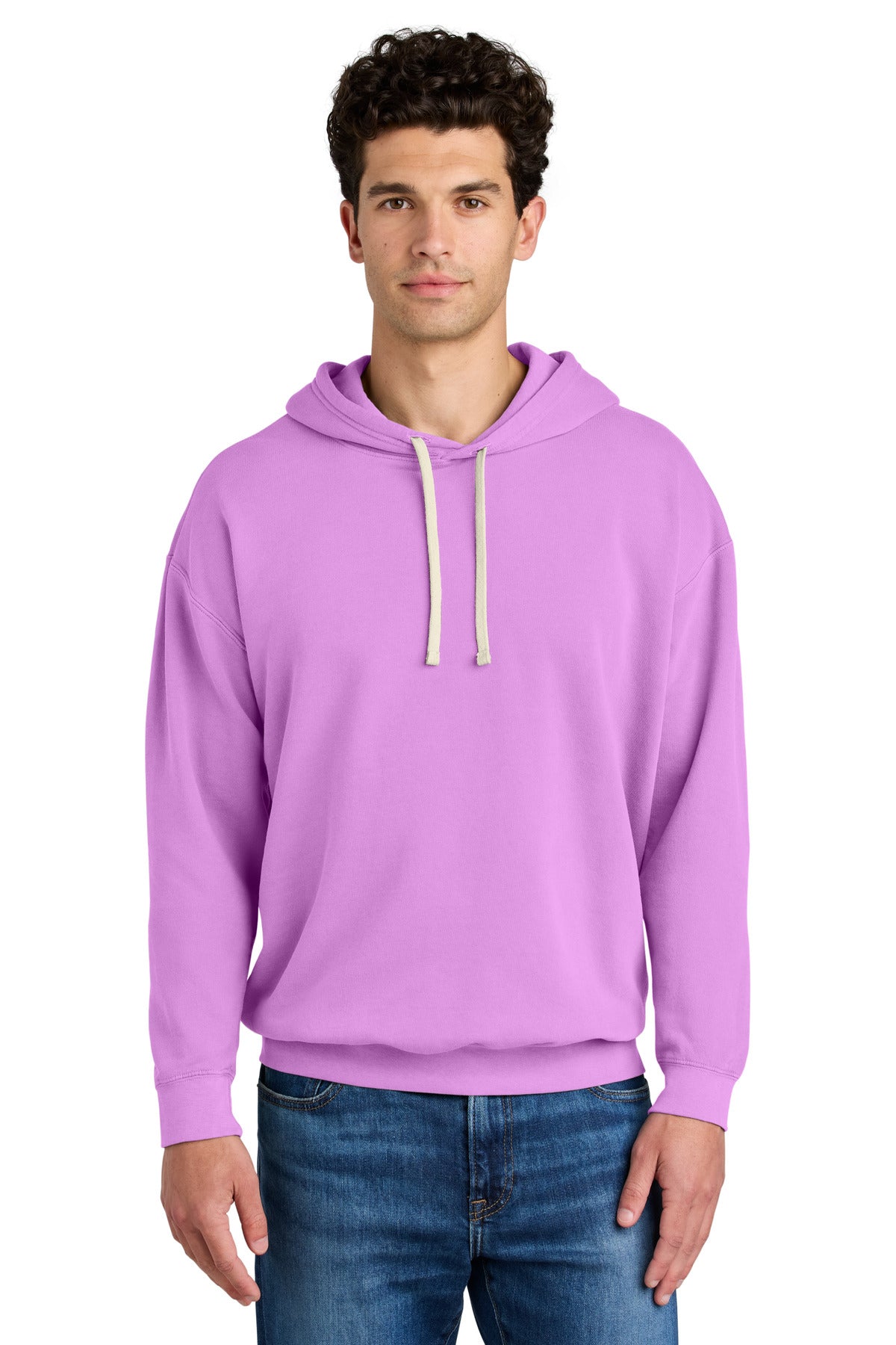 Custom logo Comfort Colors® Lightweight Hooded Sweatshirt 1467 in Neon Violet