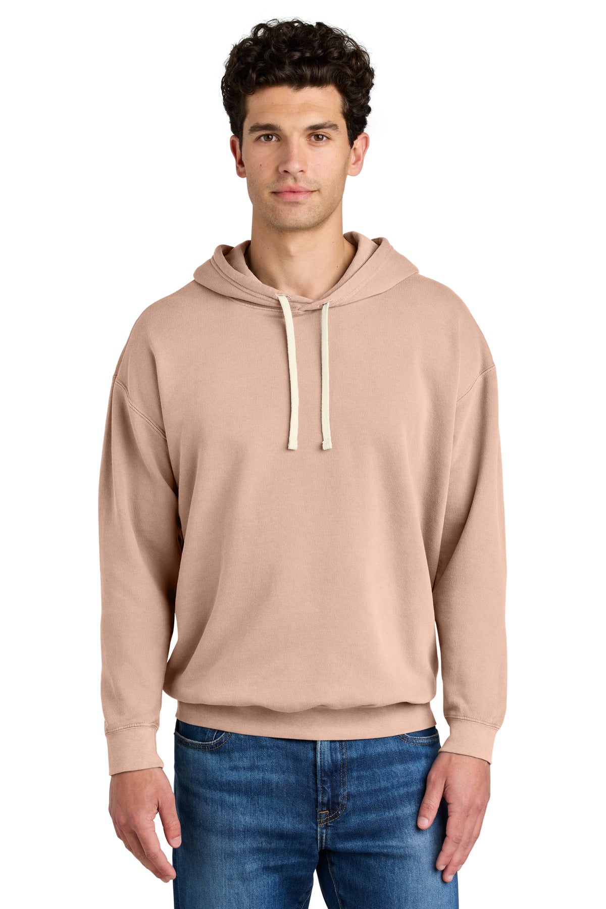 Custom logo Comfort Colors® Lightweight Hooded Sweatshirt 1467 in Peachy