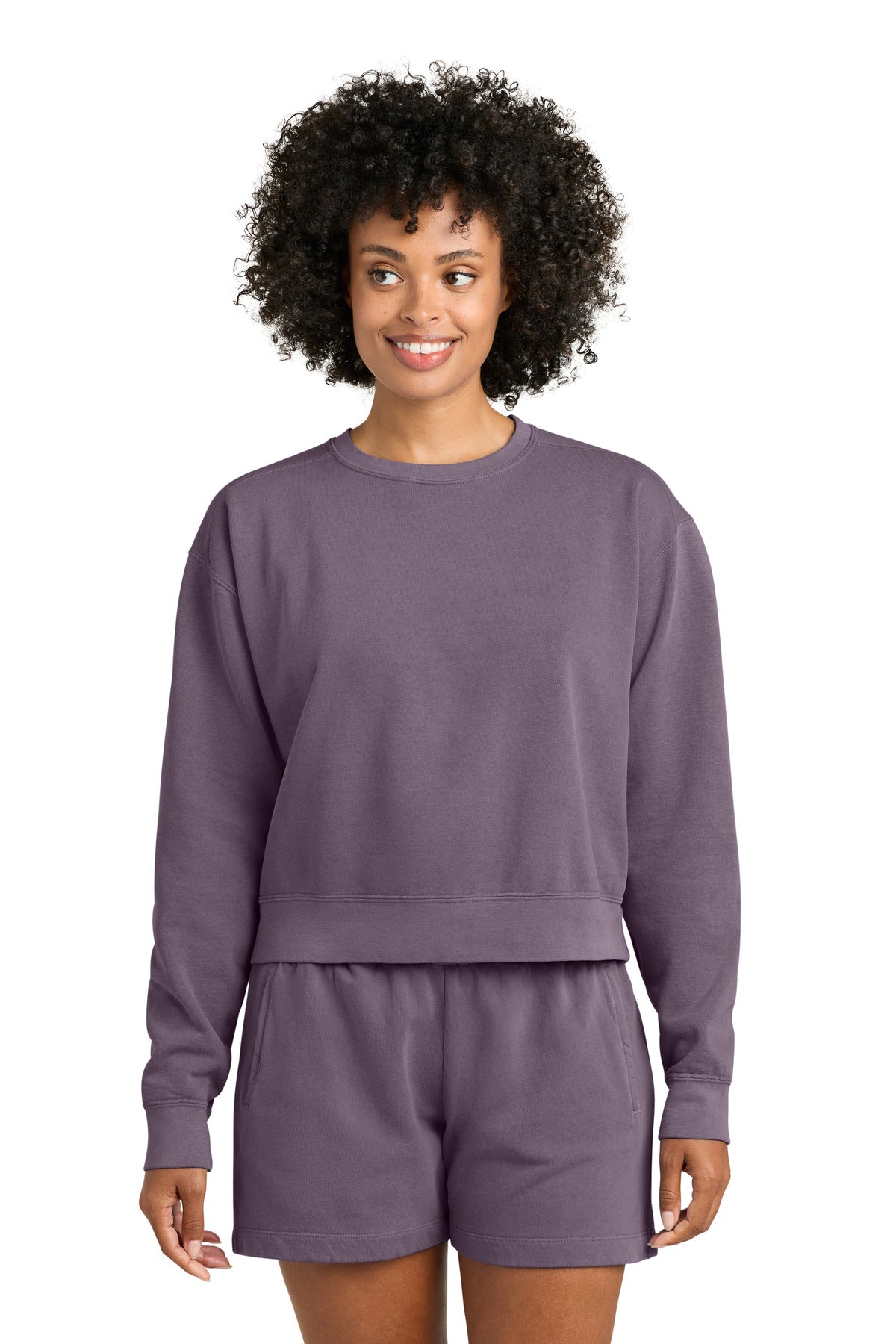 Custom logo Comfort Colors® Women's Mid-Length Crewneck Sweatshirt 1566L in Dusk