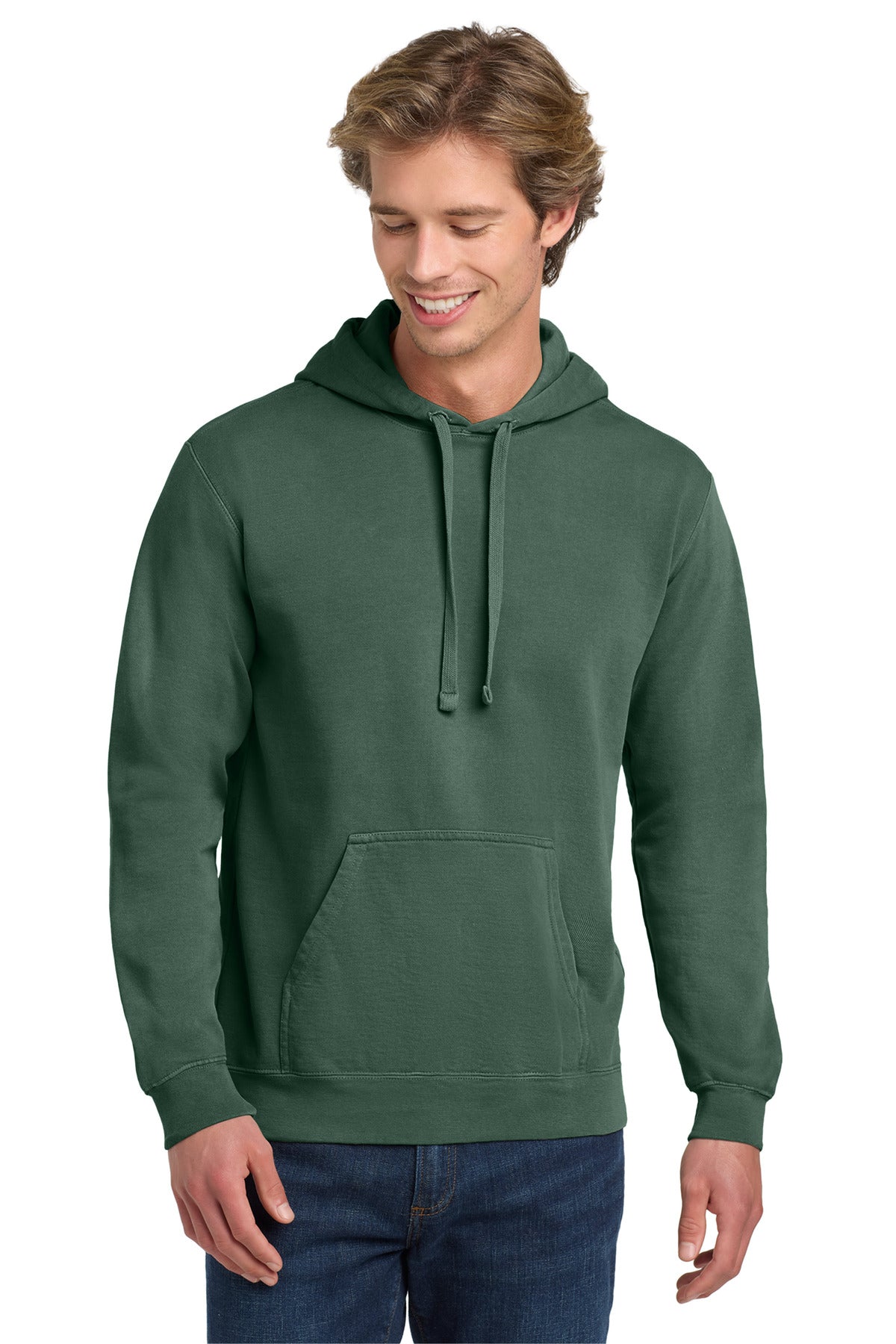 Custom logo COMFORT COLORS ® Ring Spun Hooded Sweatshirt. 1567 in Blue Spruce