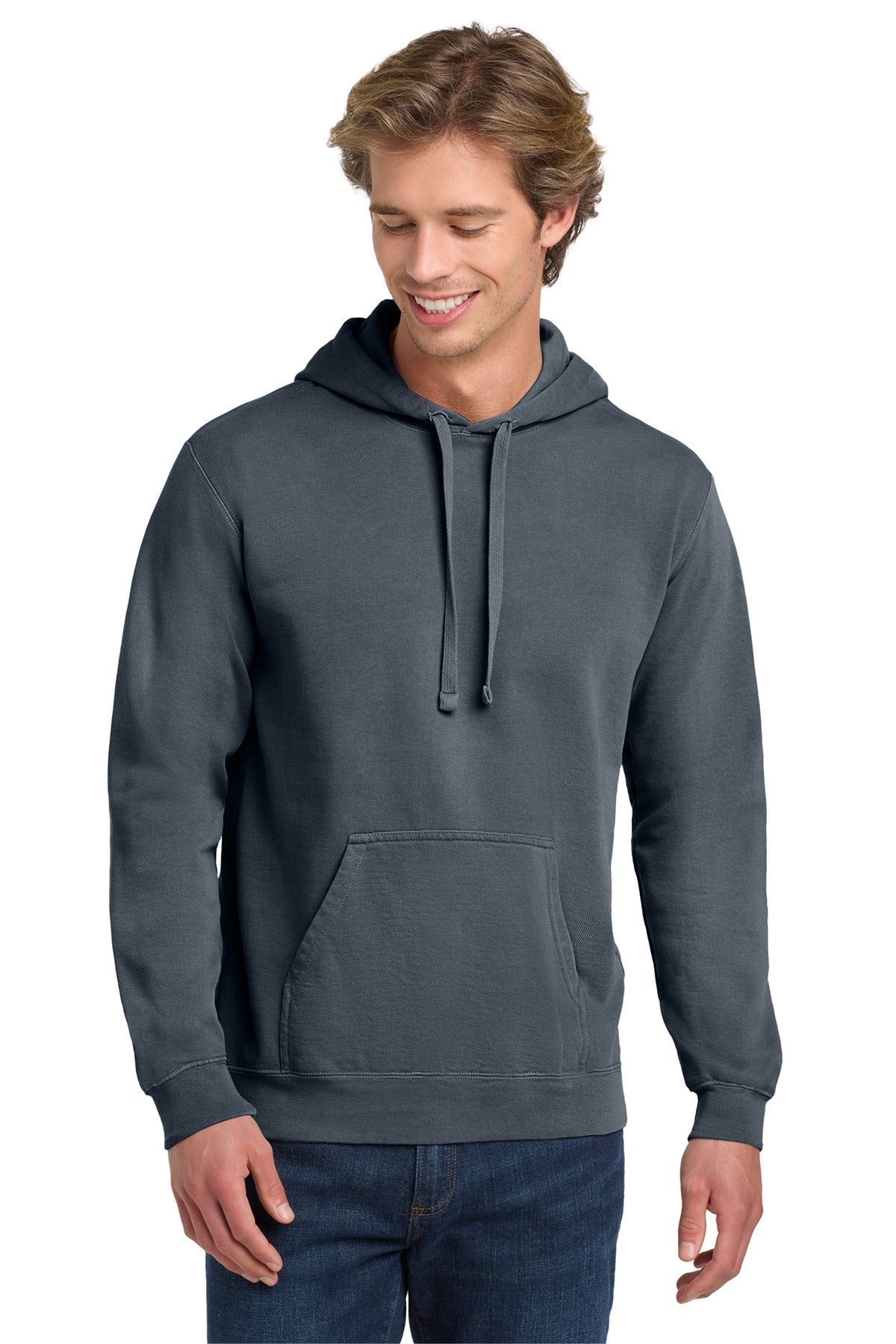 Custom logo COMFORT COLORS ® Ring Spun Hooded Sweatshirt. 1567 in Denim