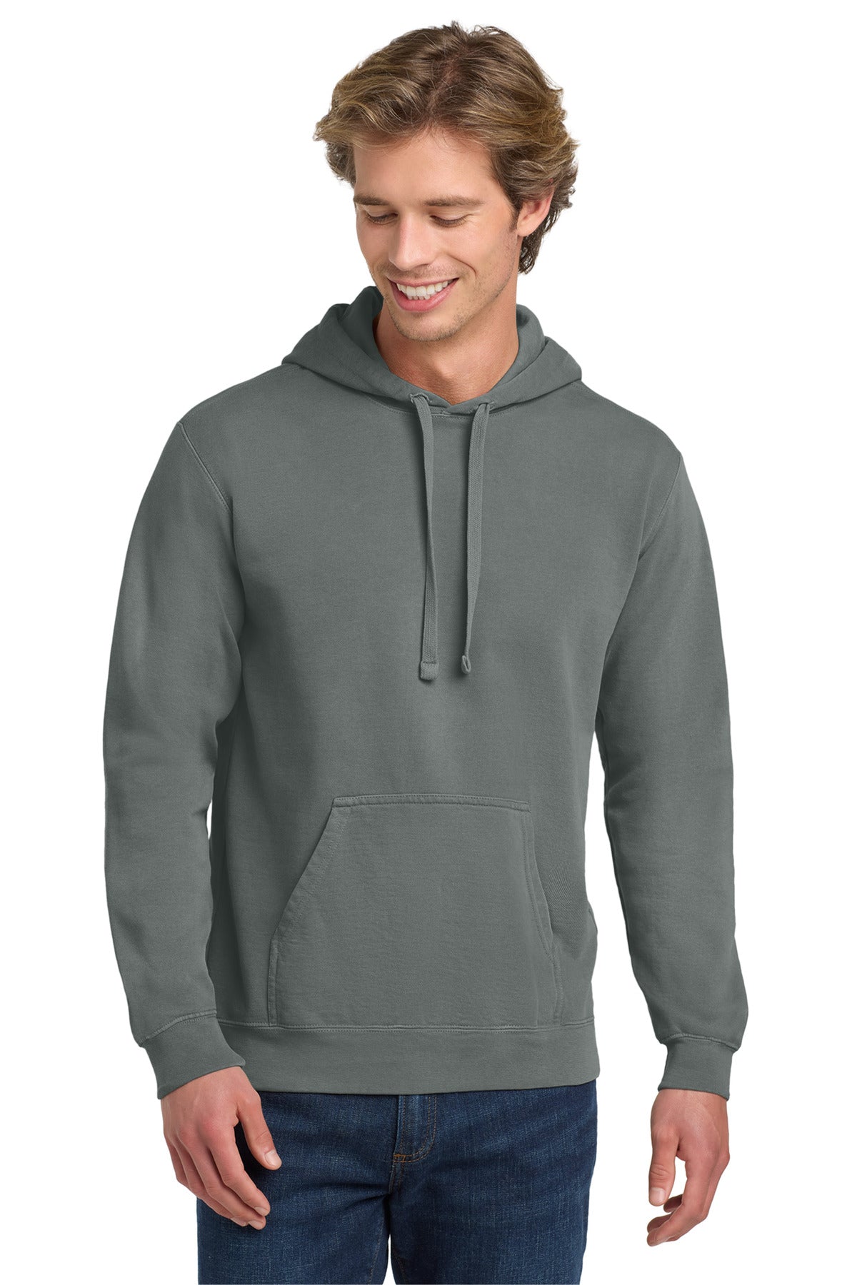 Custom logo COMFORT COLORS ® Ring Spun Hooded Sweatshirt. 1567 in Grey