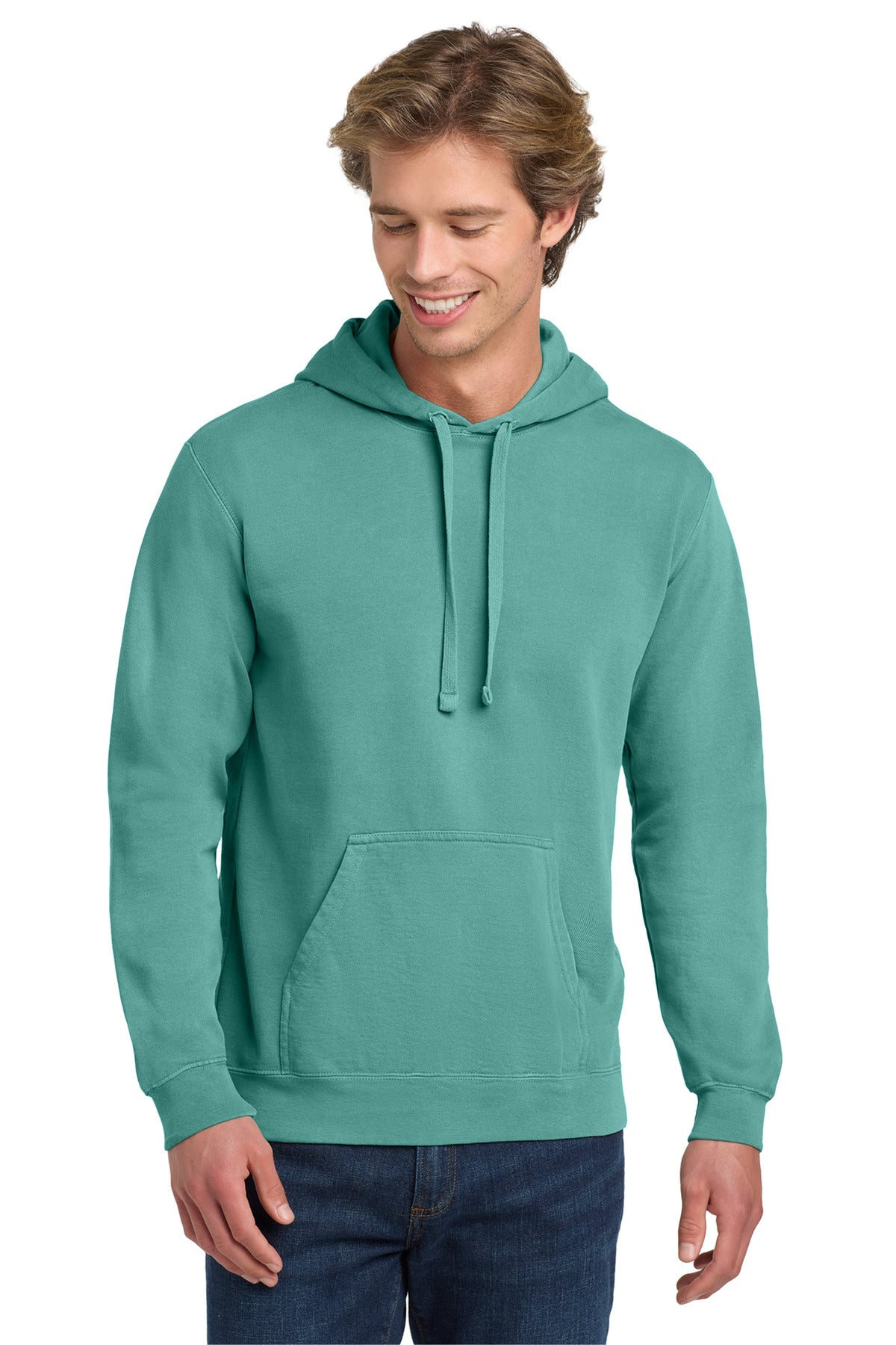 Custom logo COMFORT COLORS ® Ring Spun Hooded Sweatshirt. 1567 in Seafoam