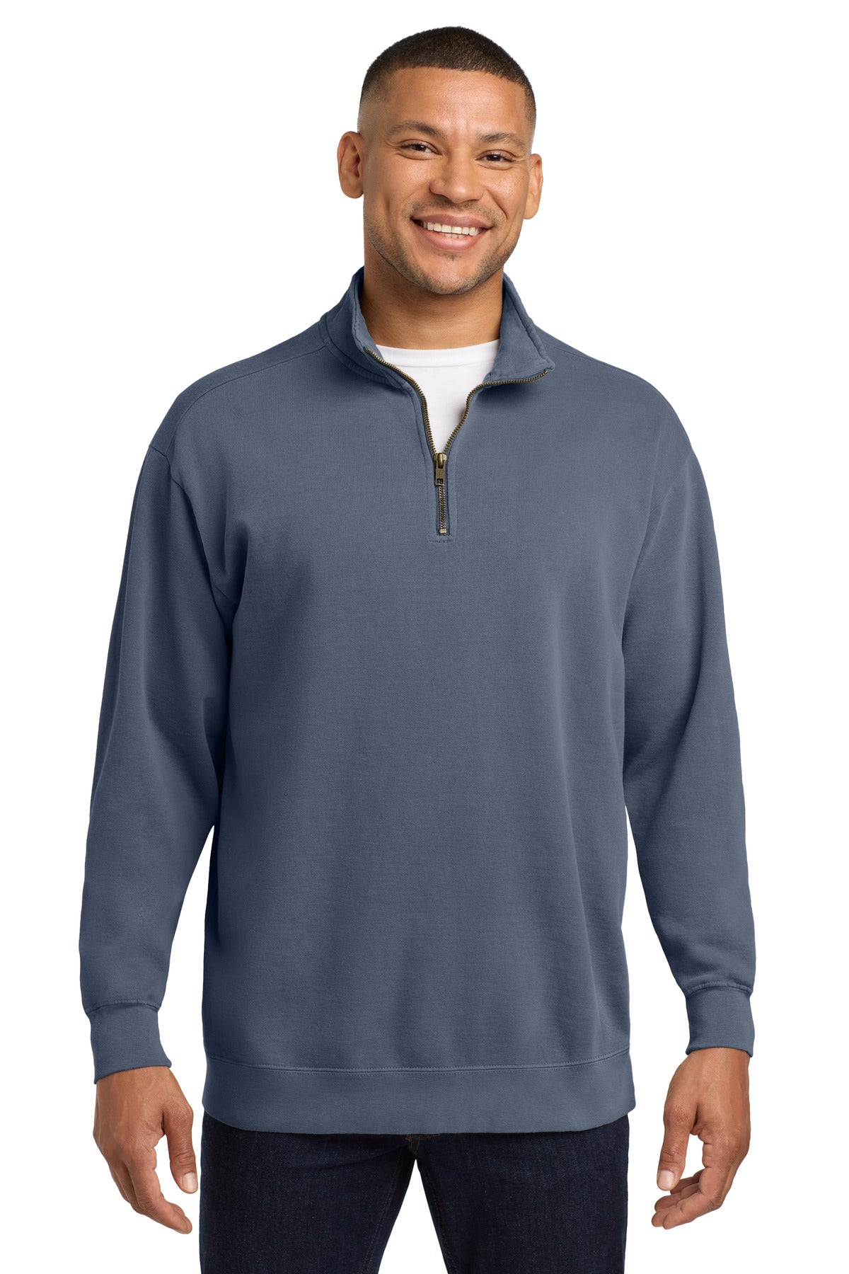 Custom logo COMFORT COLORS ® Ring Spun 1/4-Zip Sweatshirt. 1580 in Blue Jean