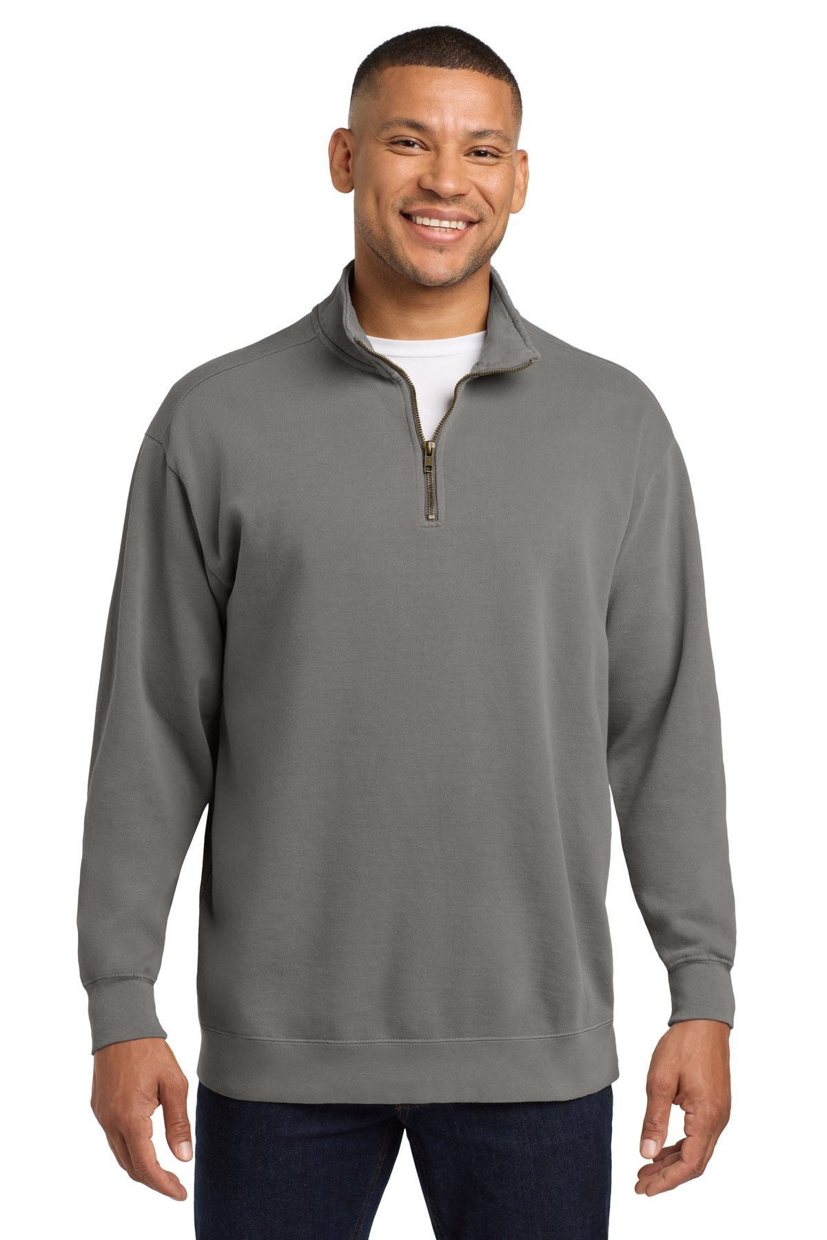 Custom logo COMFORT COLORS ® Ring Spun 1/4-Zip Sweatshirt. 1580 in Grey