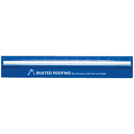 Custom logo Plastic 12" Ruler With Magnifying Glass