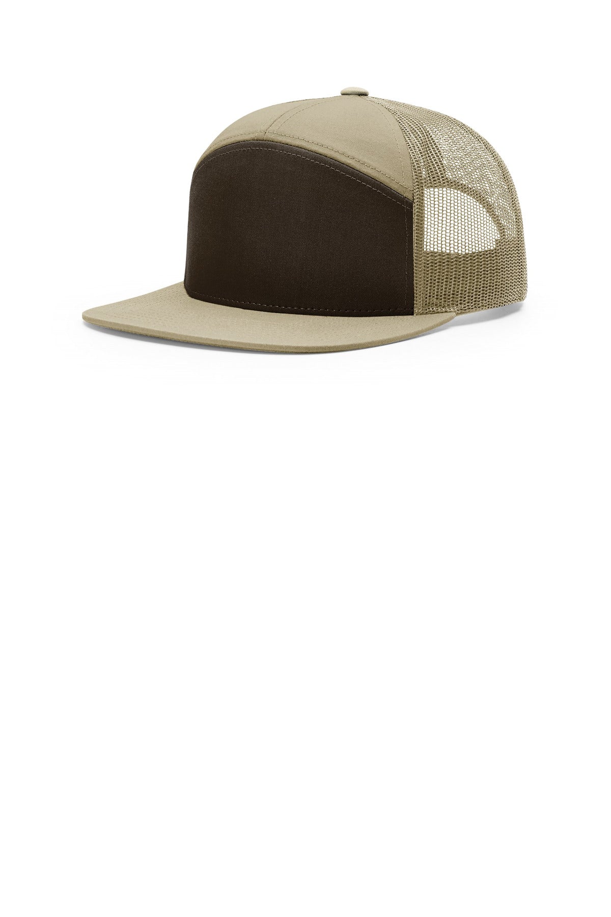 Custom logo Richardson 7-Panel Trucker 168 in Brown/ Khaki/ Khaki