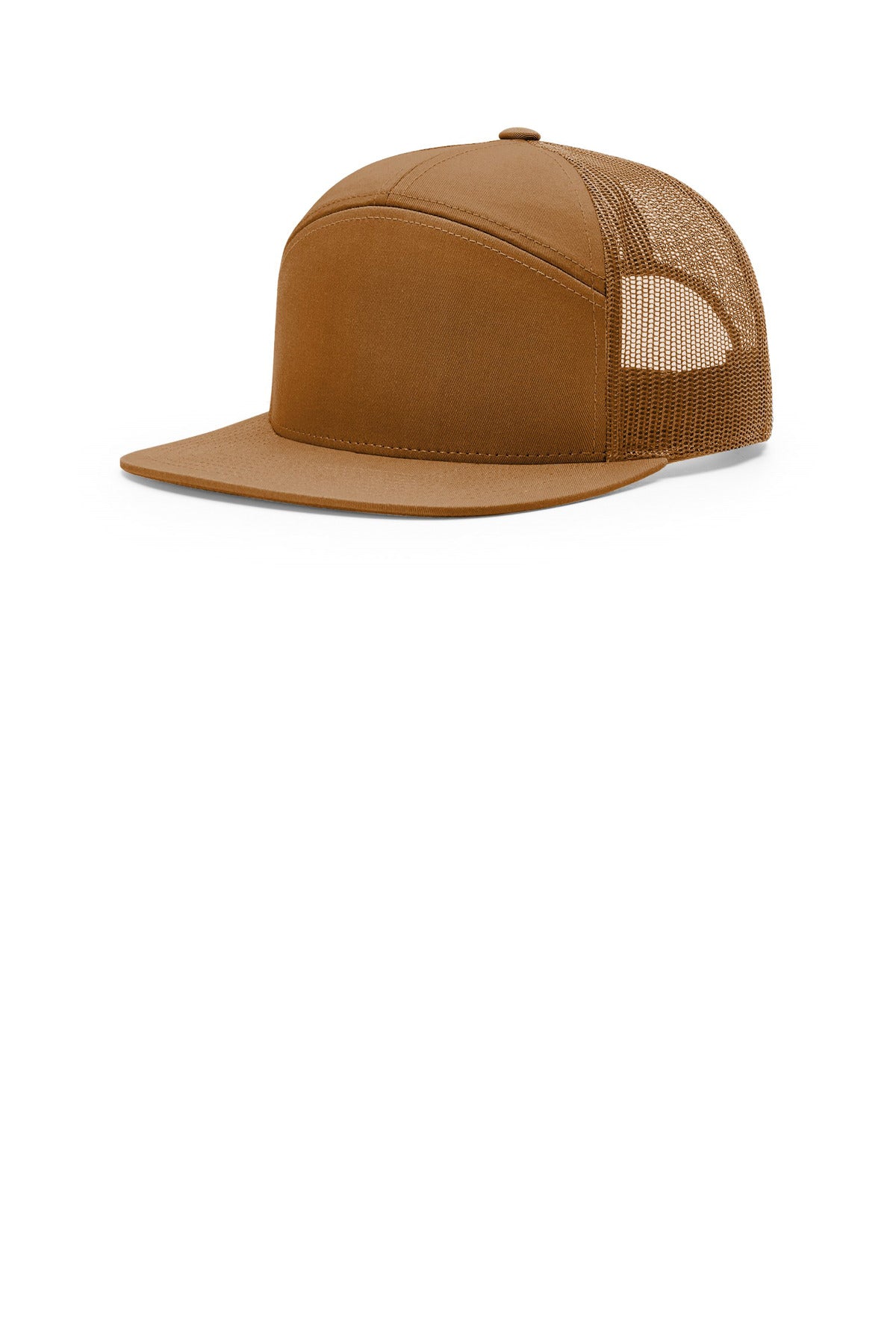 Custom logo Richardson 7-Panel Trucker 168 in Caramel