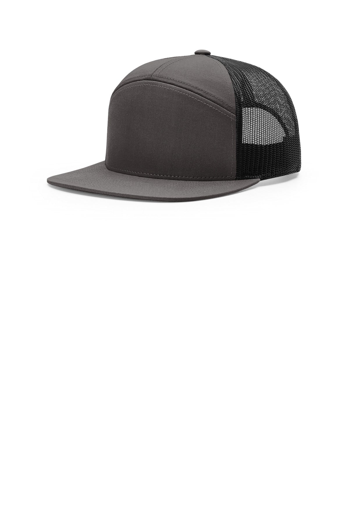 Custom logo Richardson 7-Panel Trucker 168 in Charcoal/ Black