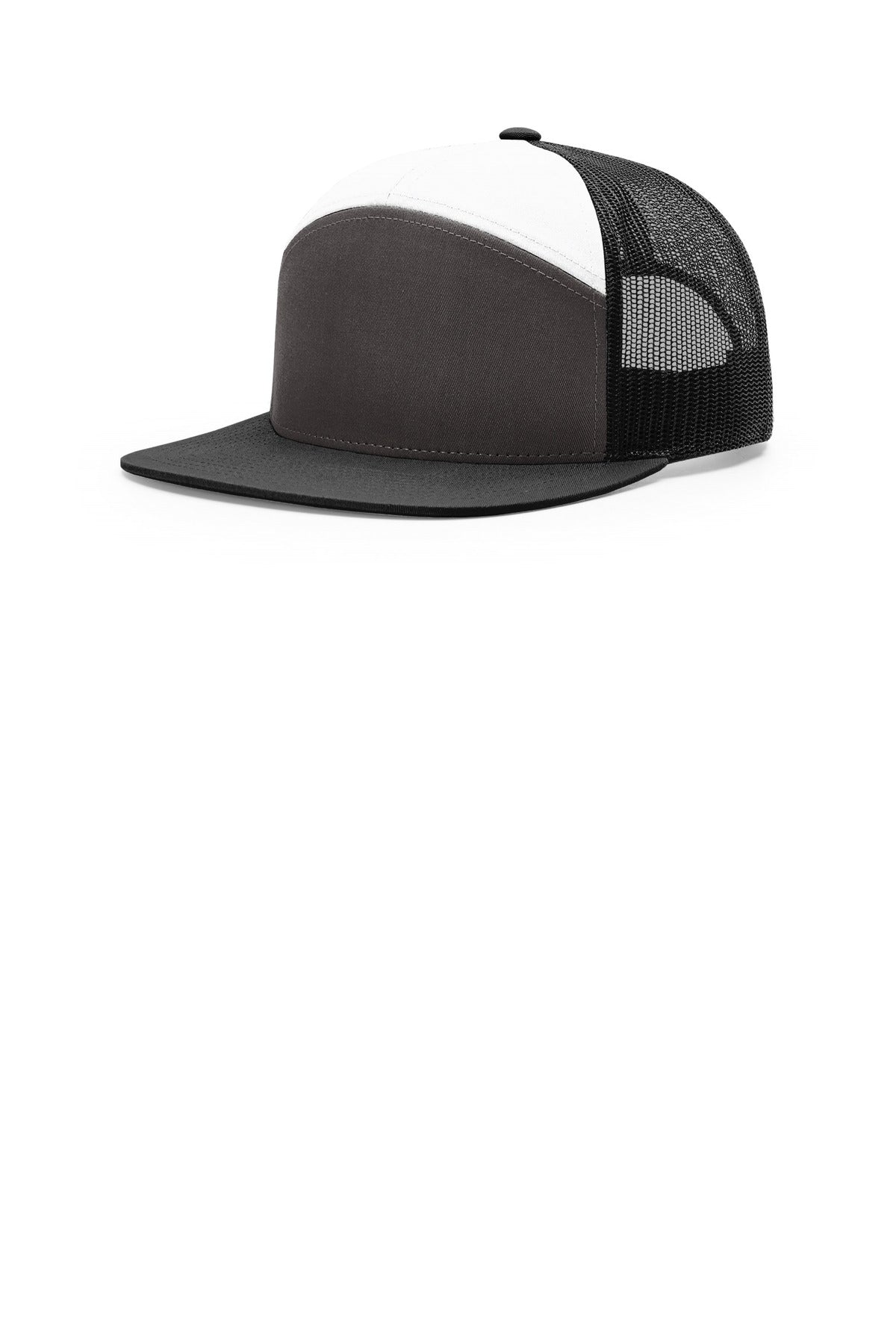 Custom logo Richardson 7-Panel Trucker 168 in Charcoal/ Black/ White