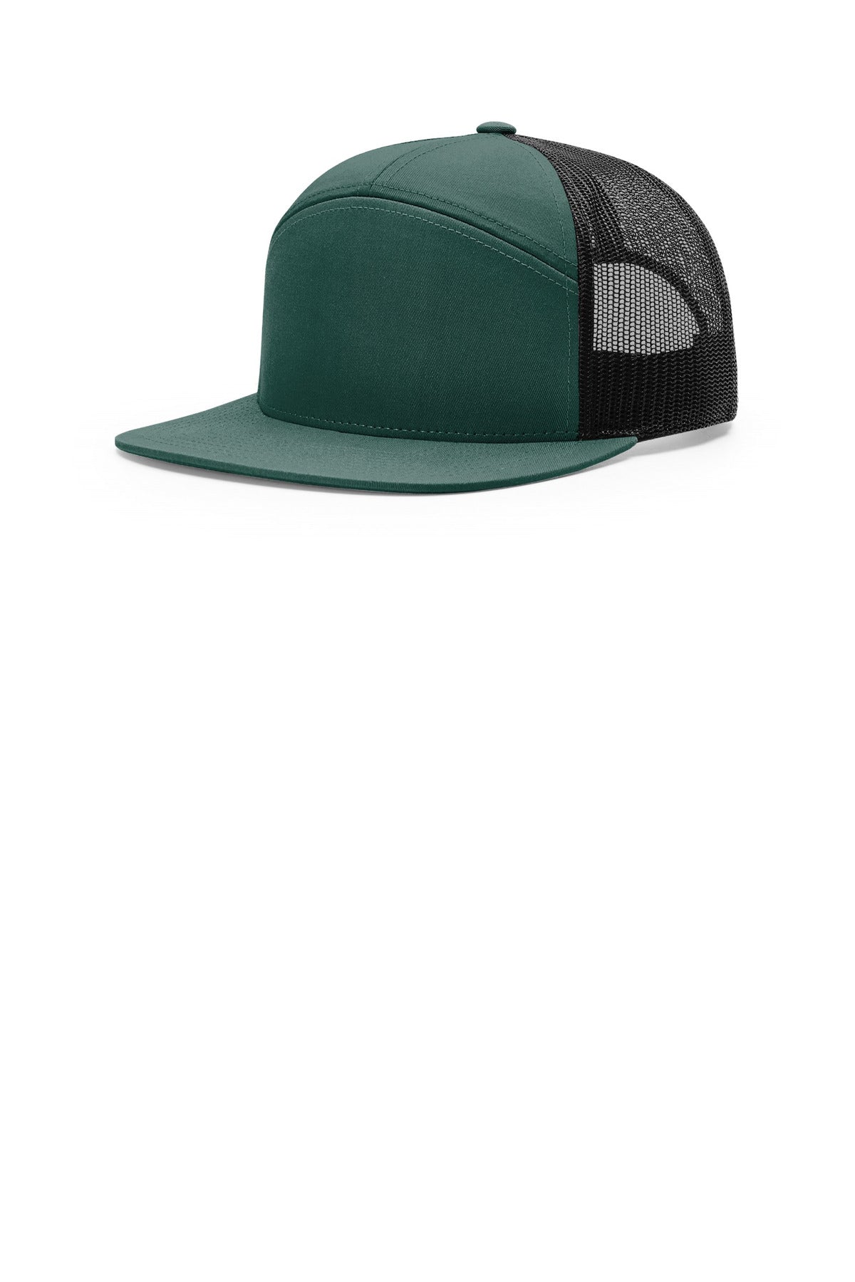 Custom logo Richardson 7-Panel Trucker 168 in Dark Green/ Black