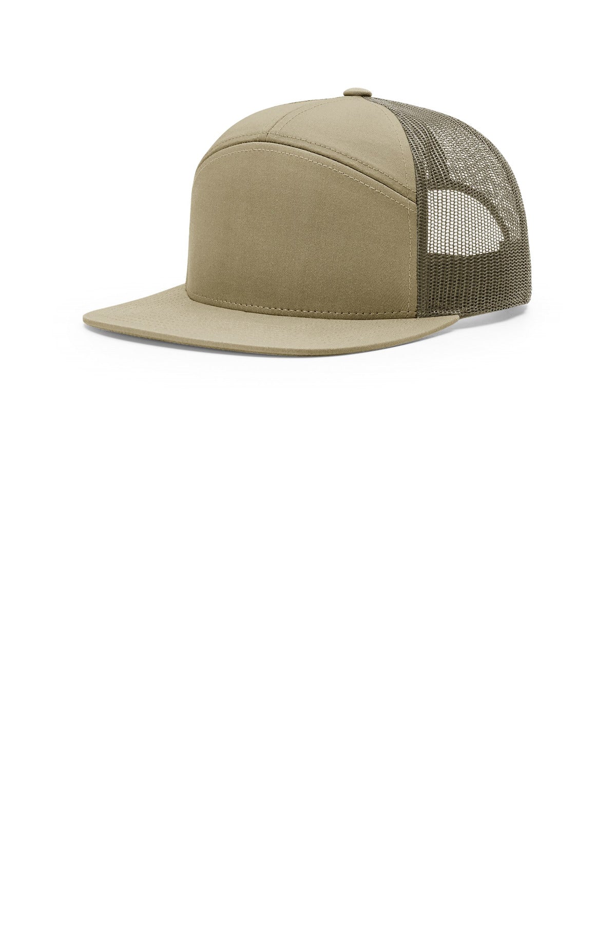 Custom logo Richardson 7-Panel Trucker 168 in Pale Khaki/ Loden
