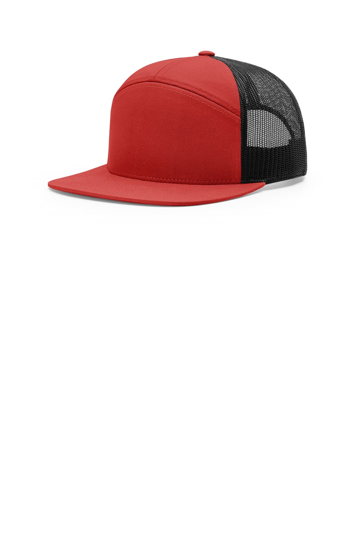 Custom logo Richardson 7-Panel Trucker 168 in Red/ Black