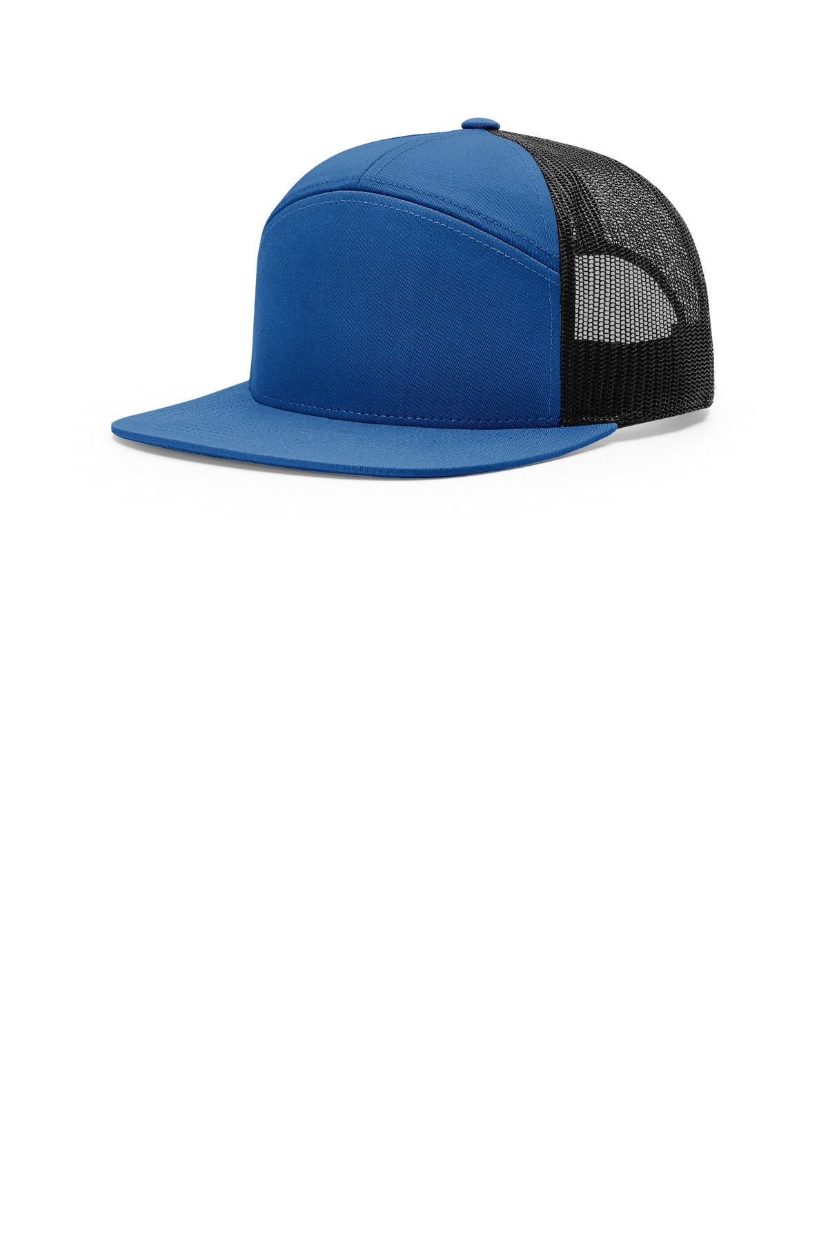 Custom logo Richardson 7-Panel Trucker 168 in Royal/ Black