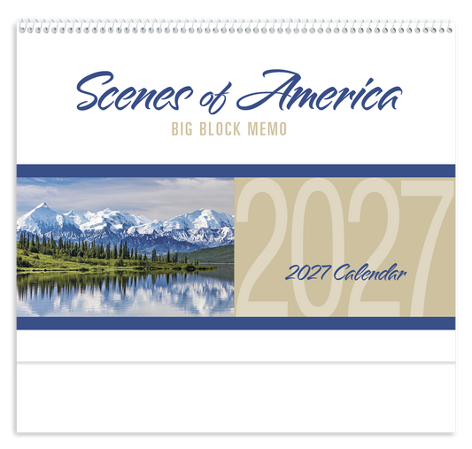 Custom logo Scenes of America Big Block Memo Calendar