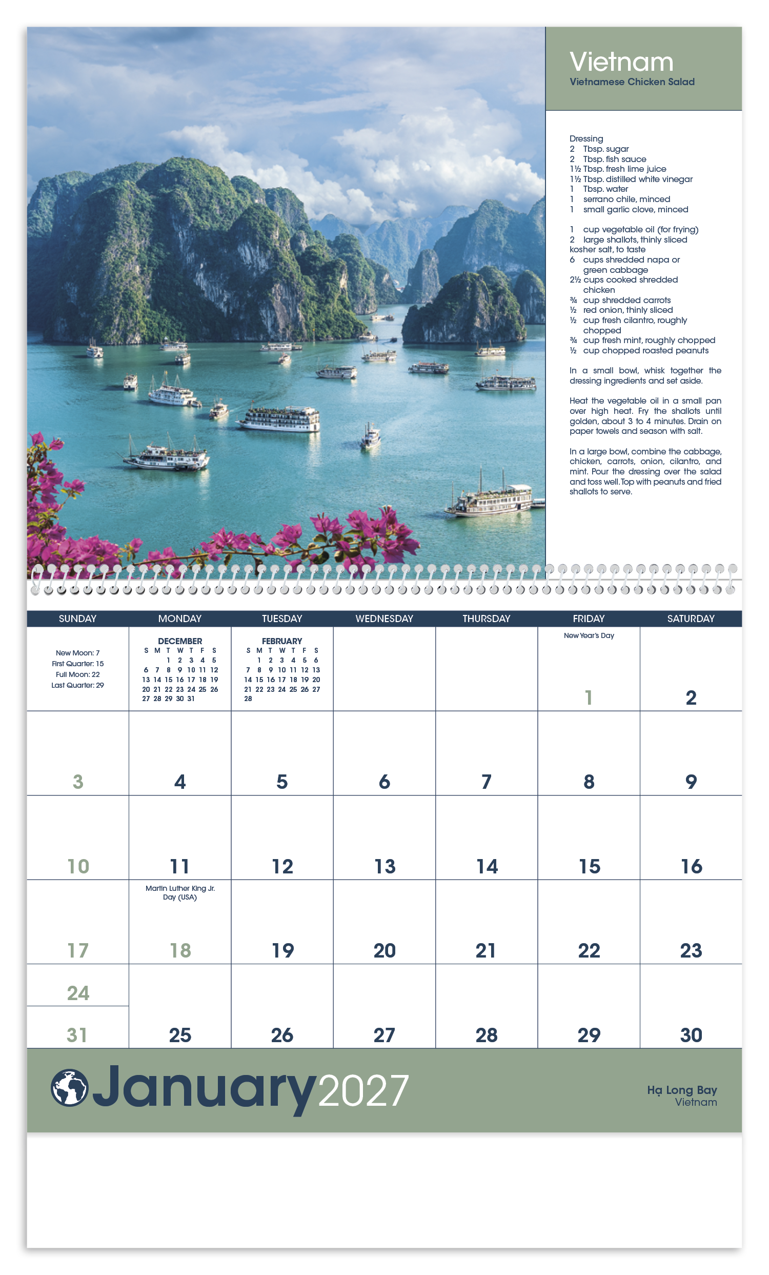 World Scenes with Recipe Calendar