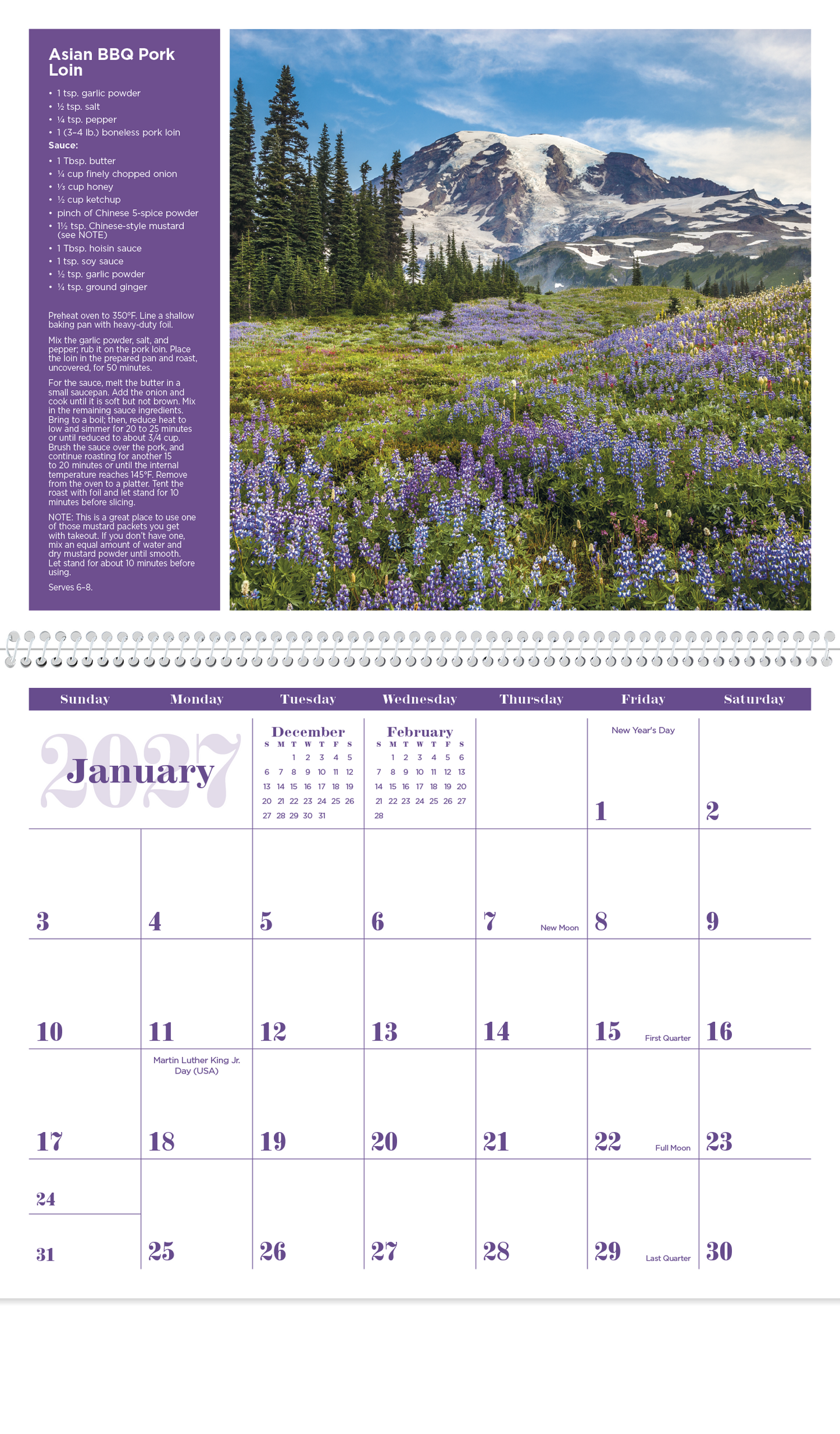 America the Beautiful with Recipes Calendar