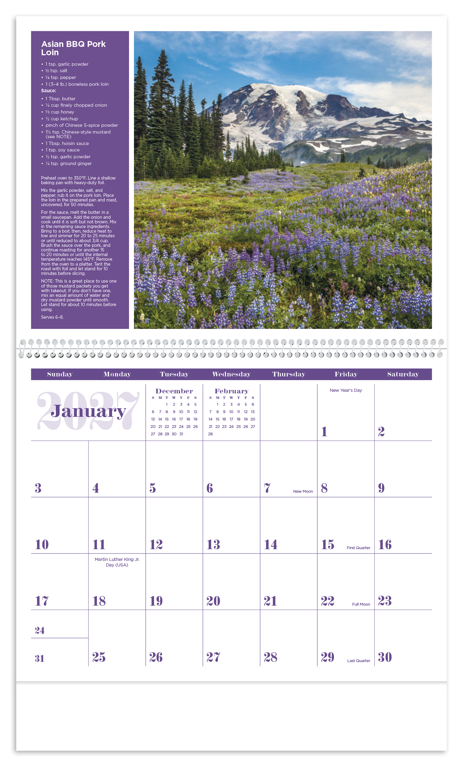 America the Beautiful with Recipes Calendar