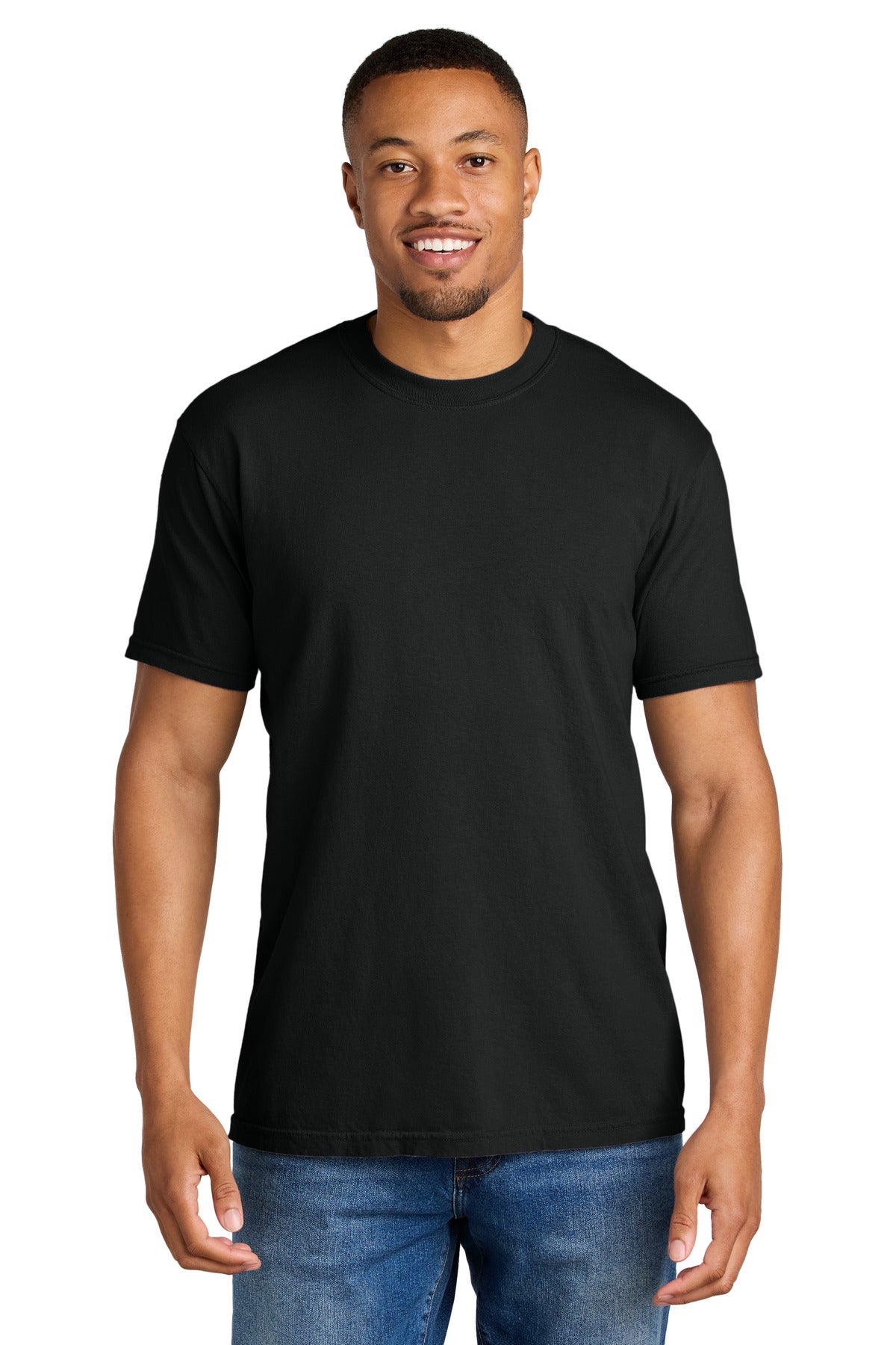 Custom logo COMFORT COLORS ® Heavyweight Ring Spun Tee. 1717 in Black
