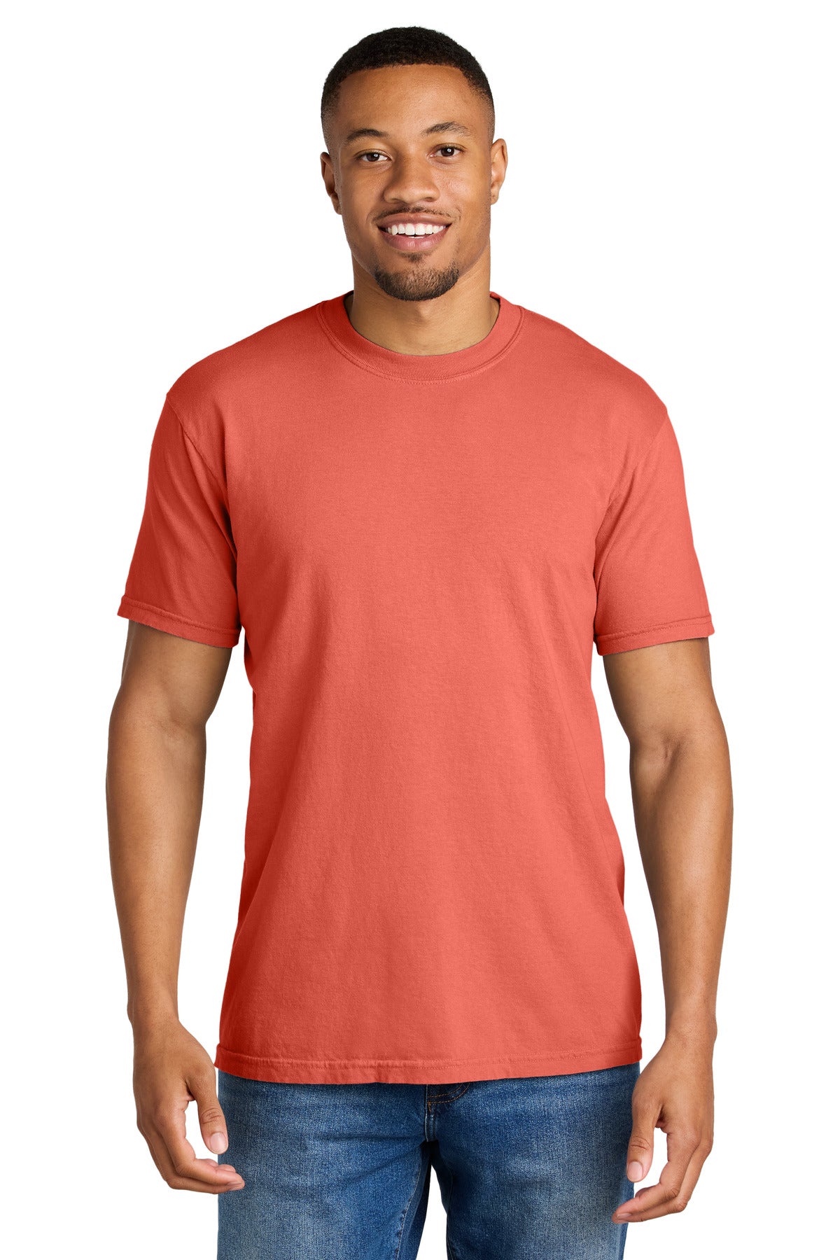 Custom logo COMFORT COLORS ® Heavyweight Ring Spun Tee. 1717 in Bright Salmon