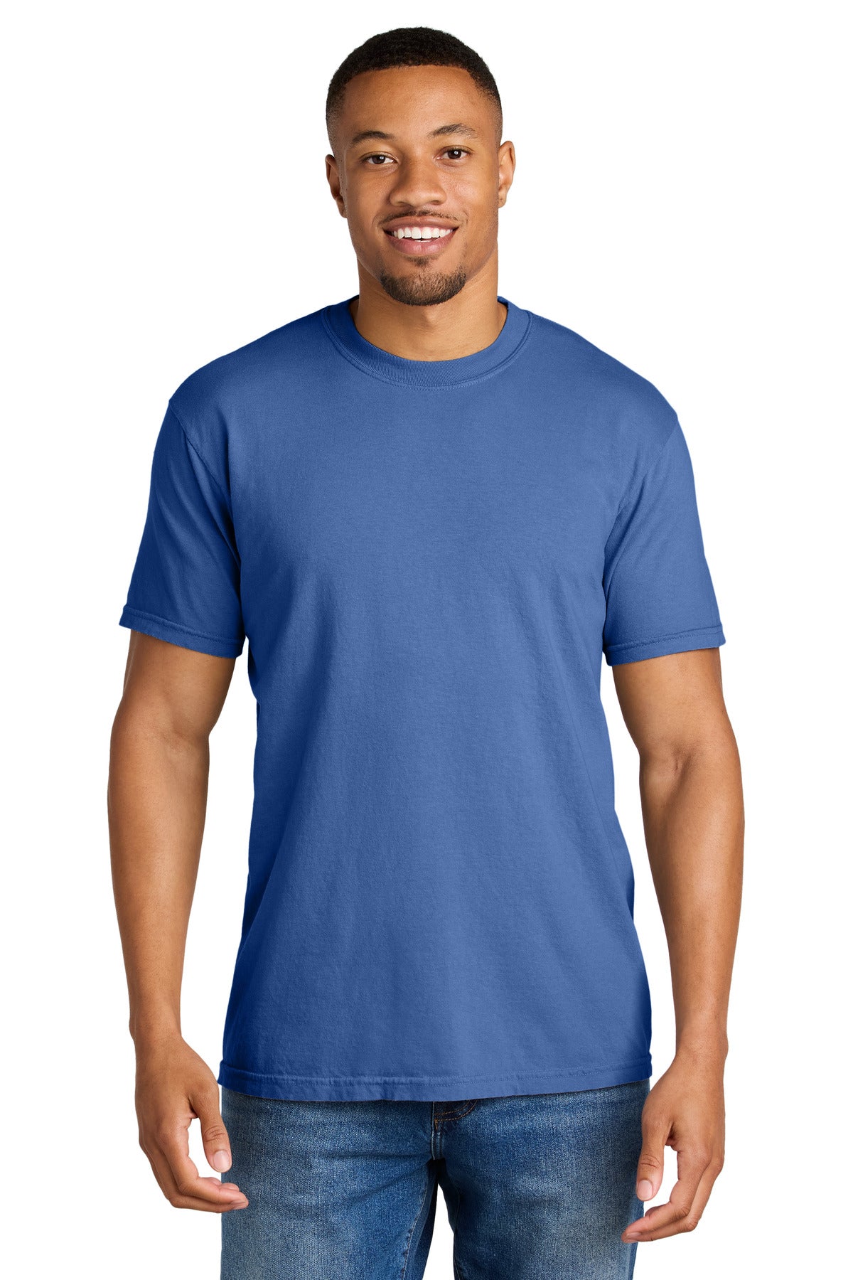 Custom logo COMFORT COLORS ® Heavyweight Ring Spun Tee. 1717 in Flo Blue