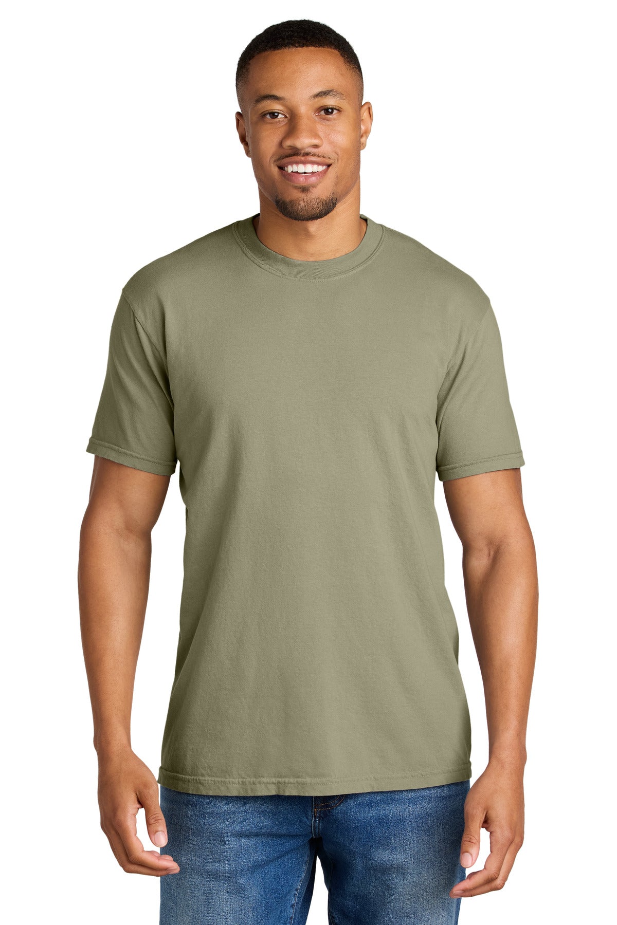 Custom logo COMFORT COLORS ® Heavyweight Ring Spun Tee. 1717 in Khaki