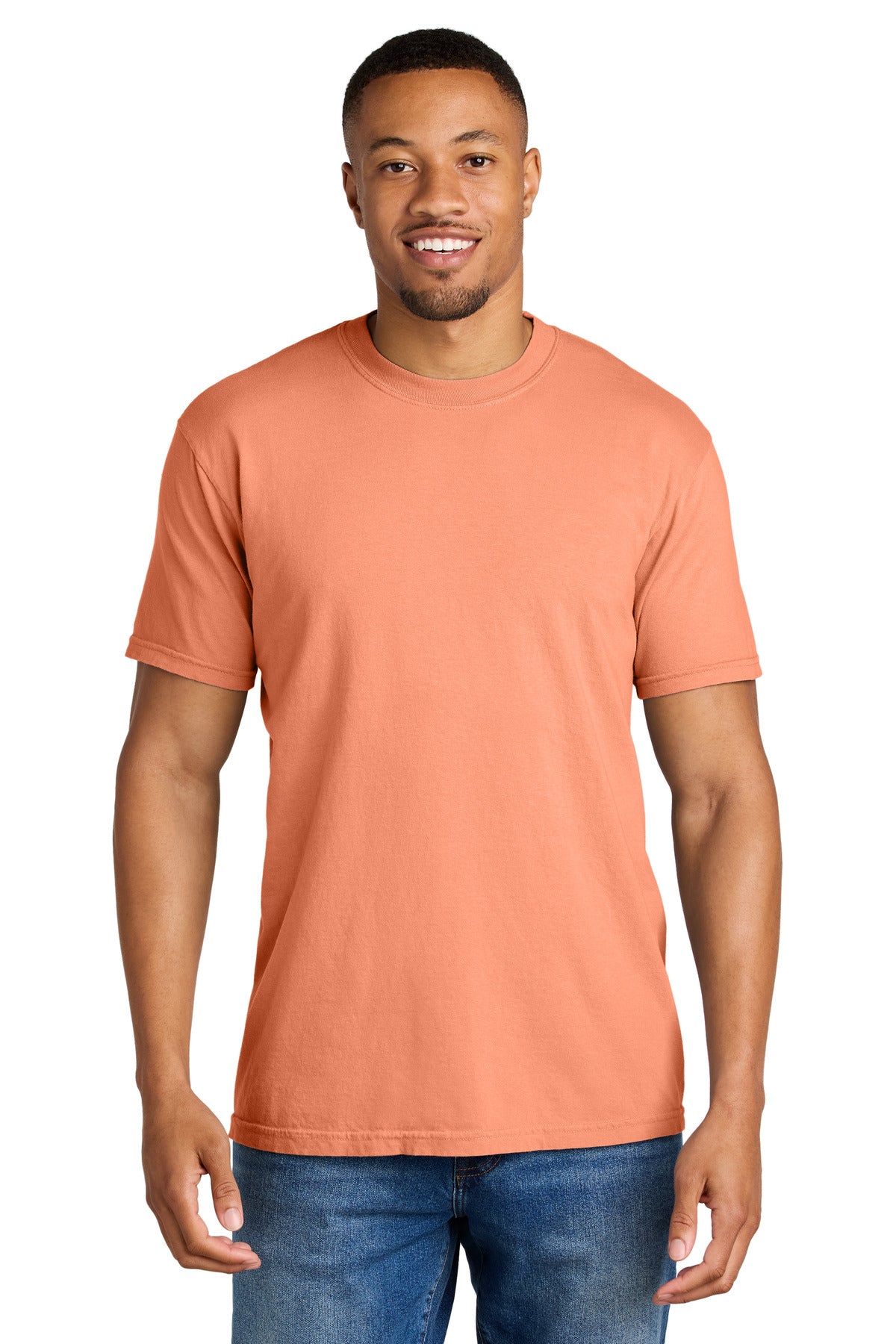 Custom logo COMFORT COLORS ® Heavyweight Ring Spun Tee. 1717 in Neon Cantaloupe
