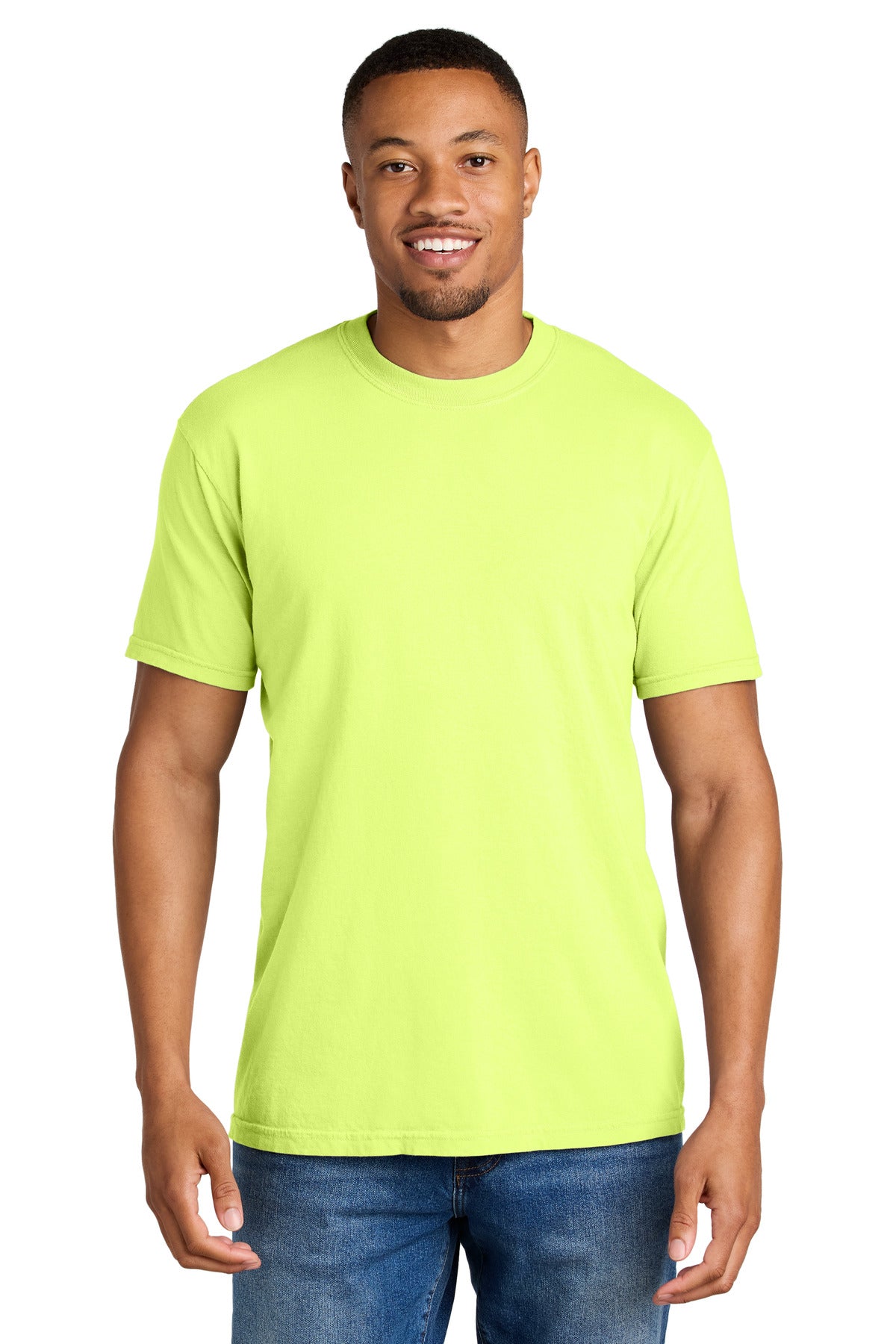 Custom logo COMFORT COLORS ® Heavyweight Ring Spun Tee. 1717 in Neon Lemon
