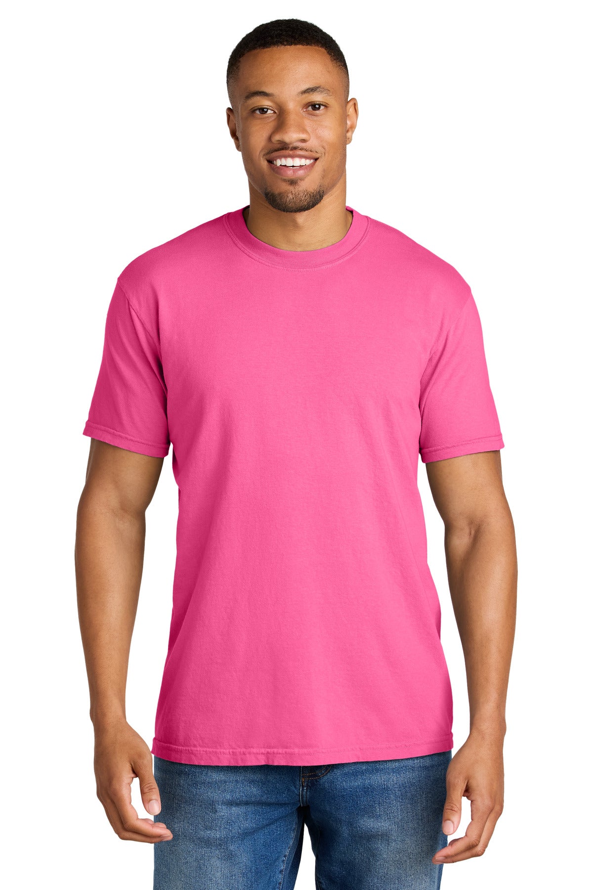 Custom logo COMFORT COLORS ® Heavyweight Ring Spun Tee. 1717 in Neon Pink