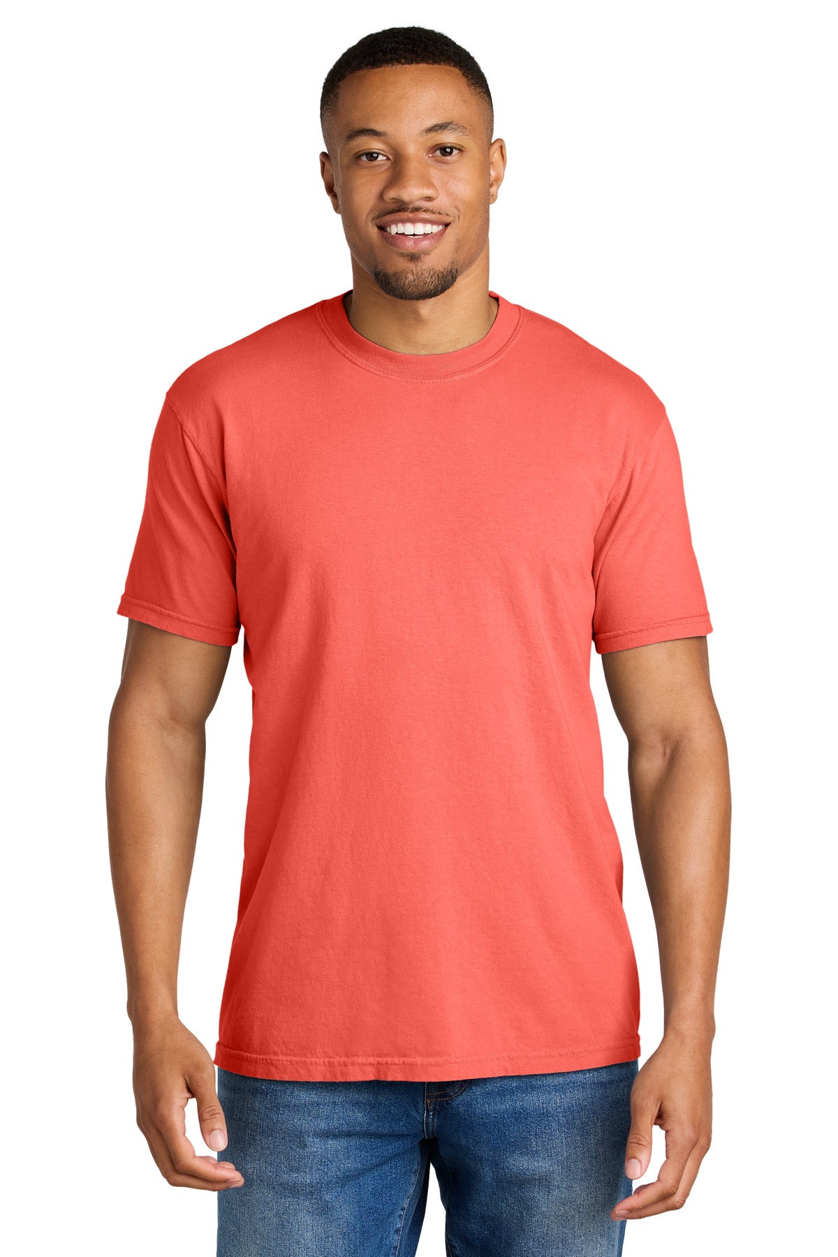 Custom logo COMFORT COLORS ® Heavyweight Ring Spun Tee. 1717 in Neon Red Orange
