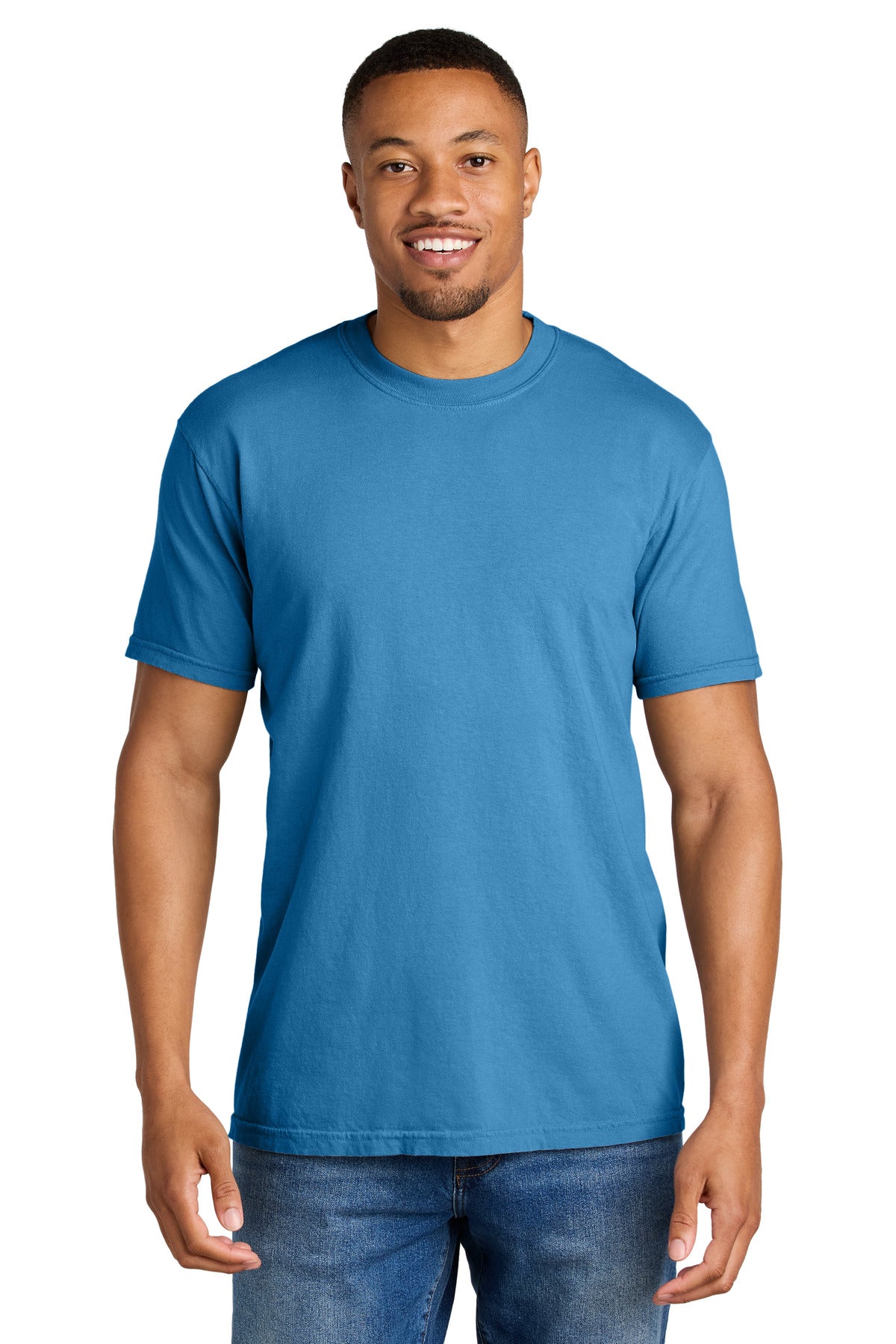 Custom logo COMFORT COLORS ® Heavyweight Ring Spun Tee. 1717 in Royal Caribe