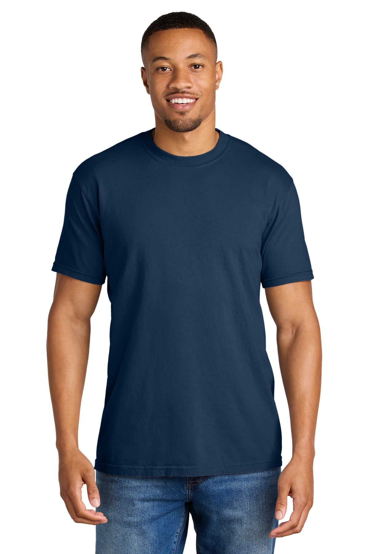 Custom logo COMFORT COLORS ® Heavyweight Ring Spun Tee. 1717 in True Navy