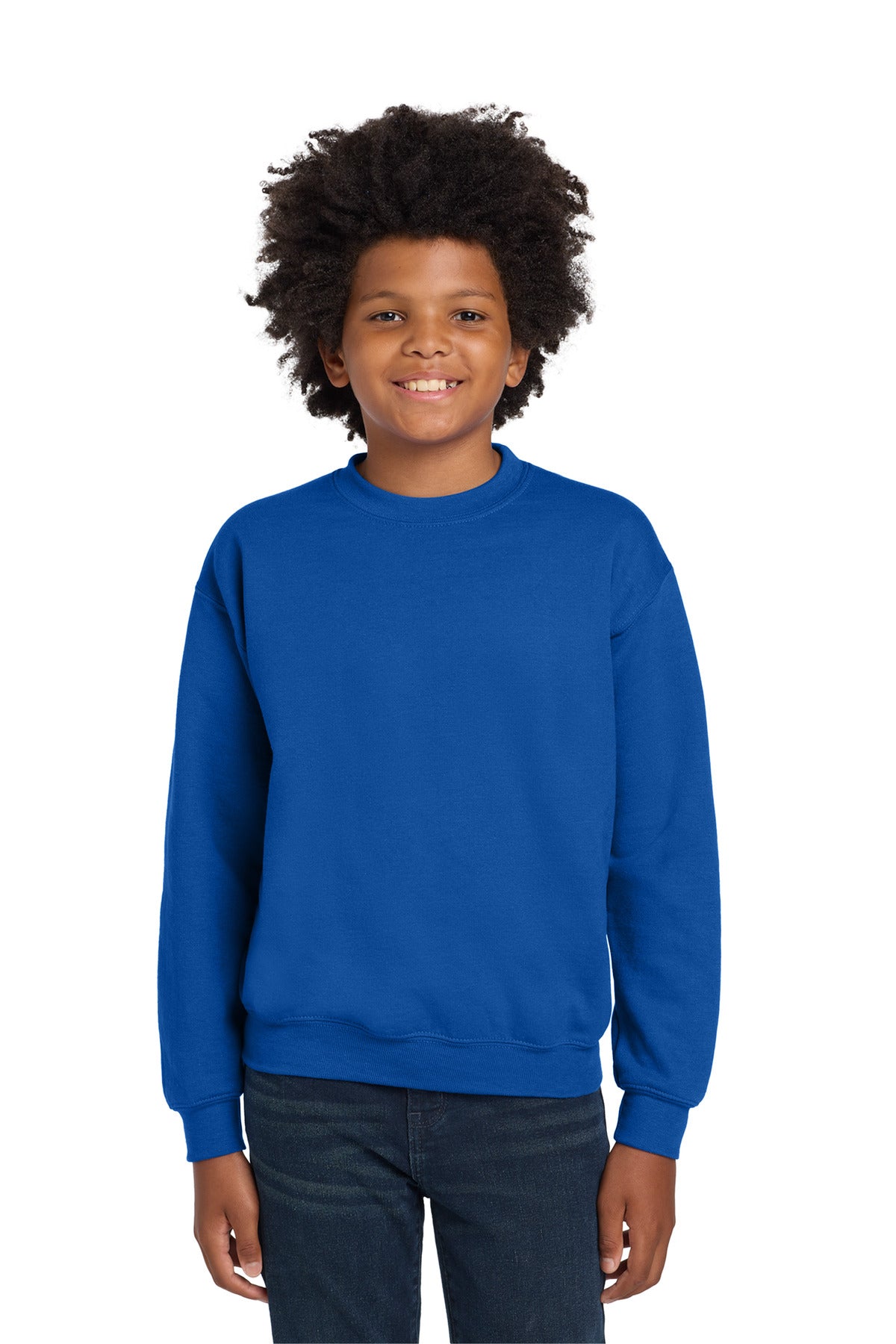 Custom logo Gildan® Youth Heavy Blend™ Crewneck Sweatshirt.  18000B in Royal