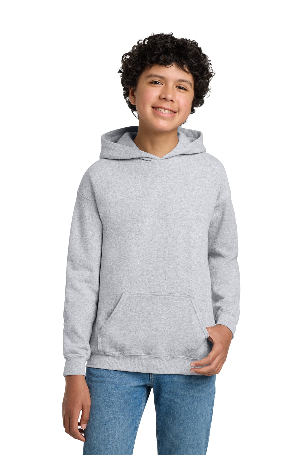 Custom logo Gildan® - Youth Heavy Blend™ Hooded Sweatshirt. 18500B in Ash Grey
