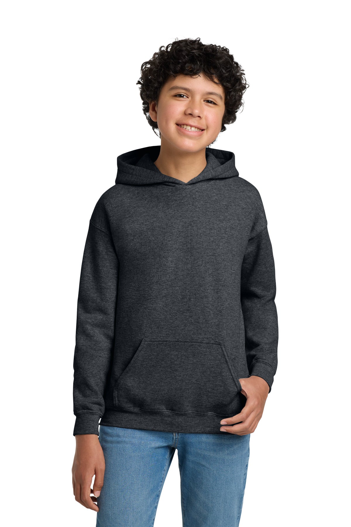 Custom logo Gildan® - Youth Heavy Blend™ Hooded Sweatshirt. 18500B in Dark Heather