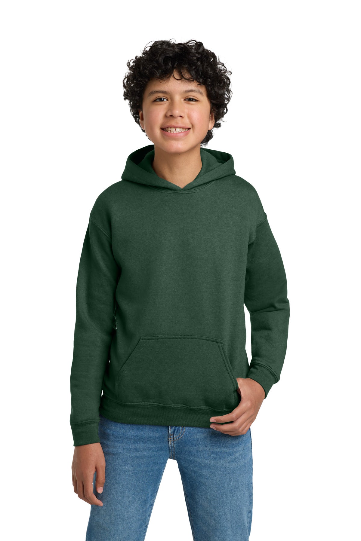 Custom logo Gildan® - Youth Heavy Blend™ Hooded Sweatshirt. 18500B in Fan Dark Green