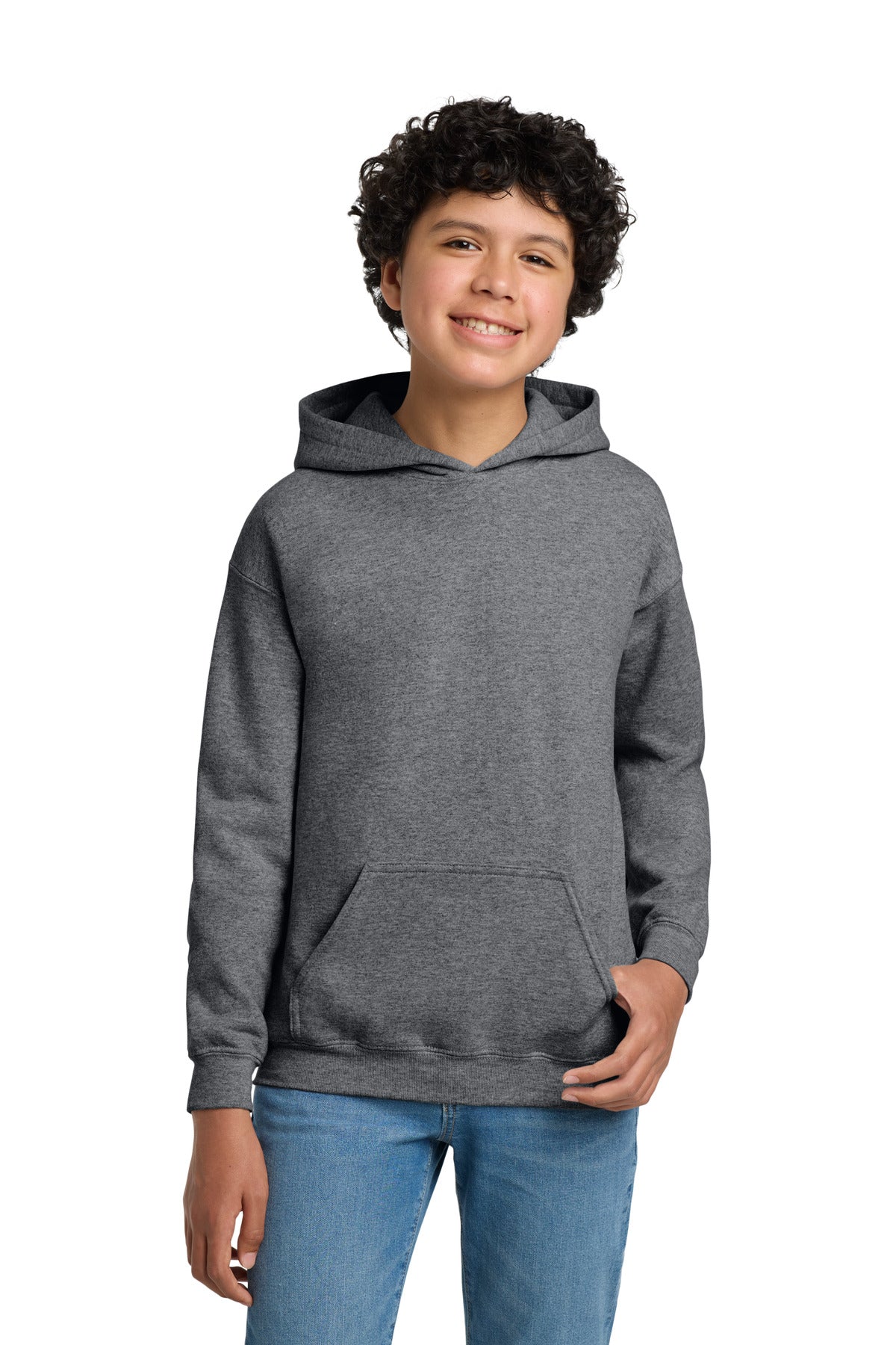 Custom logo Gildan® - Youth Heavy Blend™ Hooded Sweatshirt. 18500B in Graphite Heather