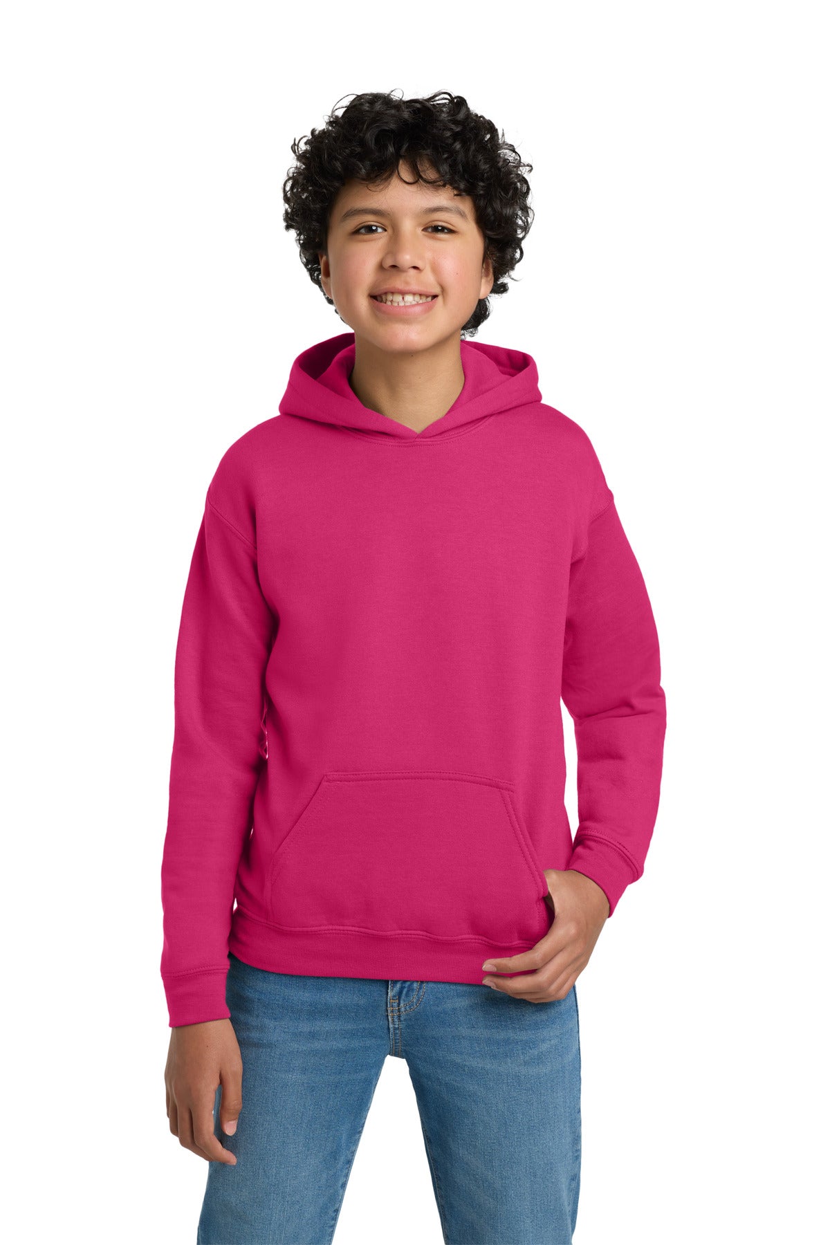 Custom logo Gildan® - Youth Heavy Blend™ Hooded Sweatshirt. 18500B in Heliconia