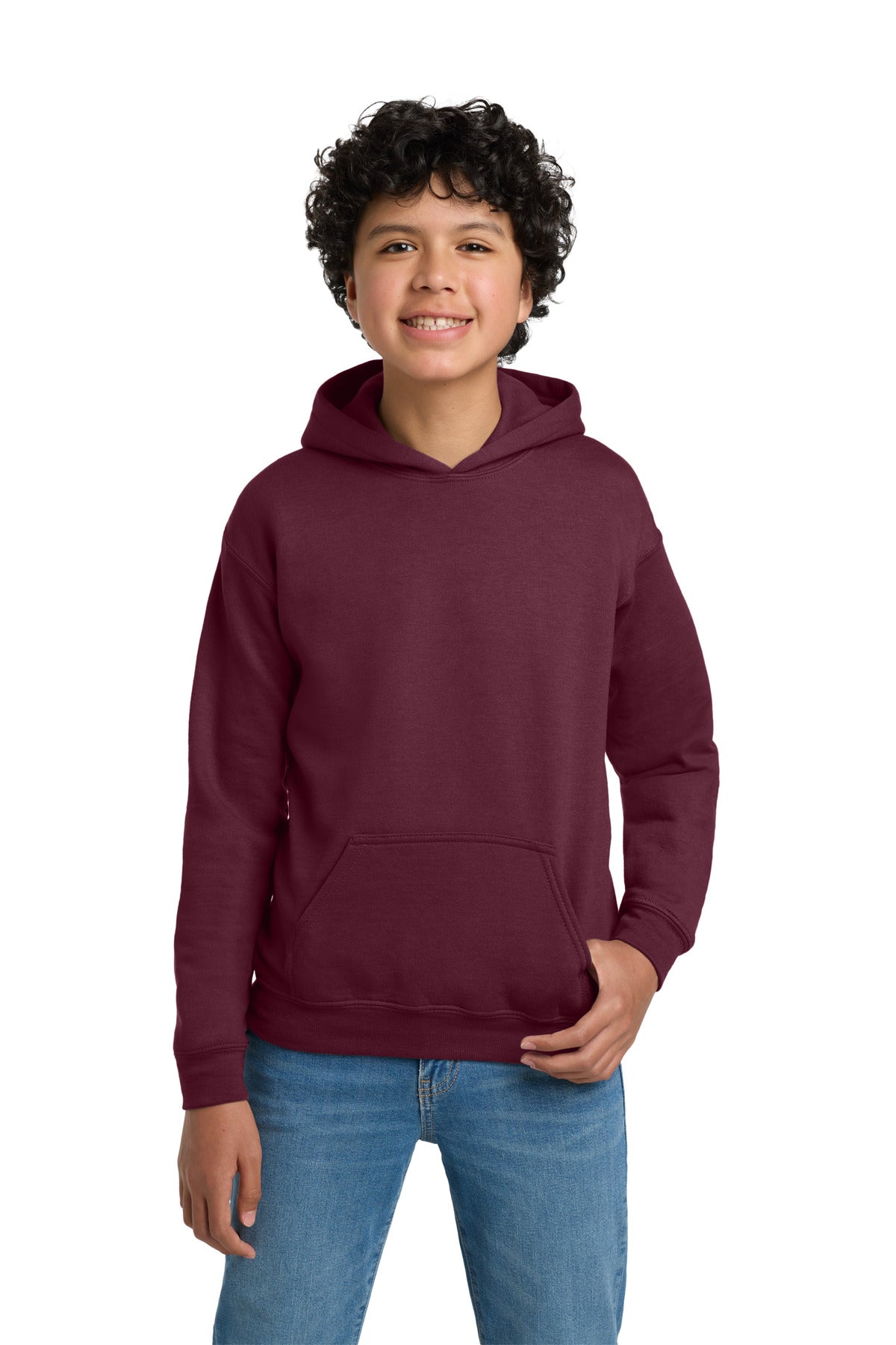 Custom logo Gildan® - Youth Heavy Blend™ Hooded Sweatshirt. 18500B in Maroon