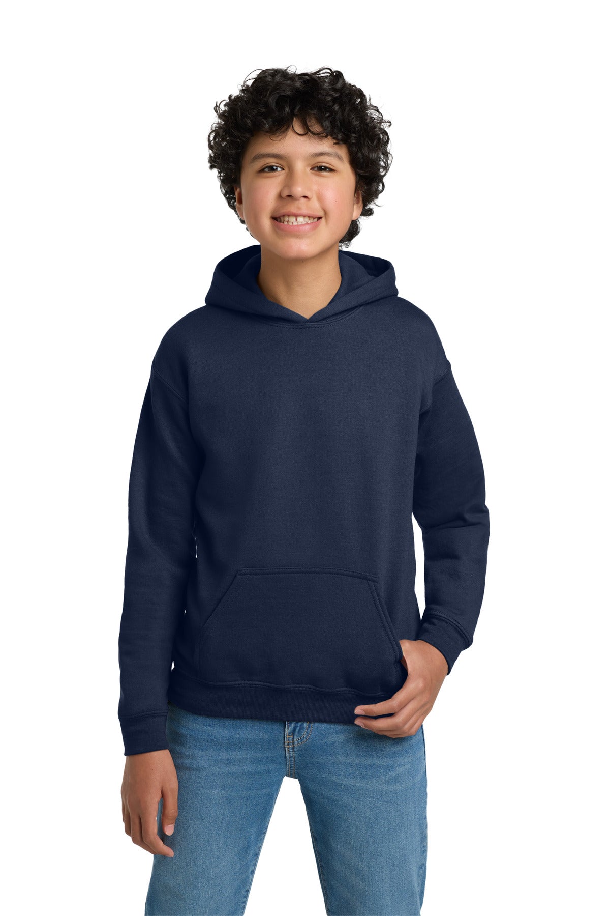 Custom logo Gildan® - Youth Heavy Blend™ Hooded Sweatshirt. 18500B in Navy
