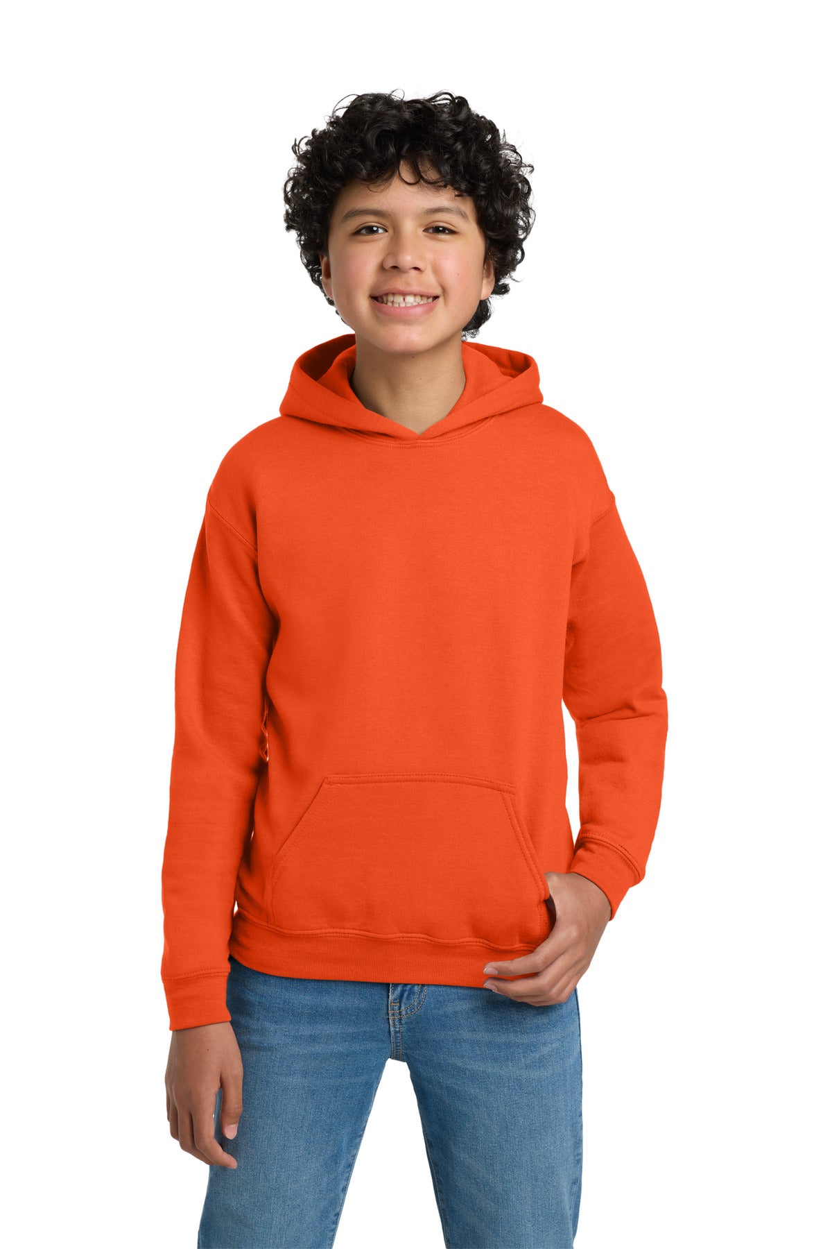 Custom logo Gildan® - Youth Heavy Blend™ Hooded Sweatshirt. 18500B in Orange