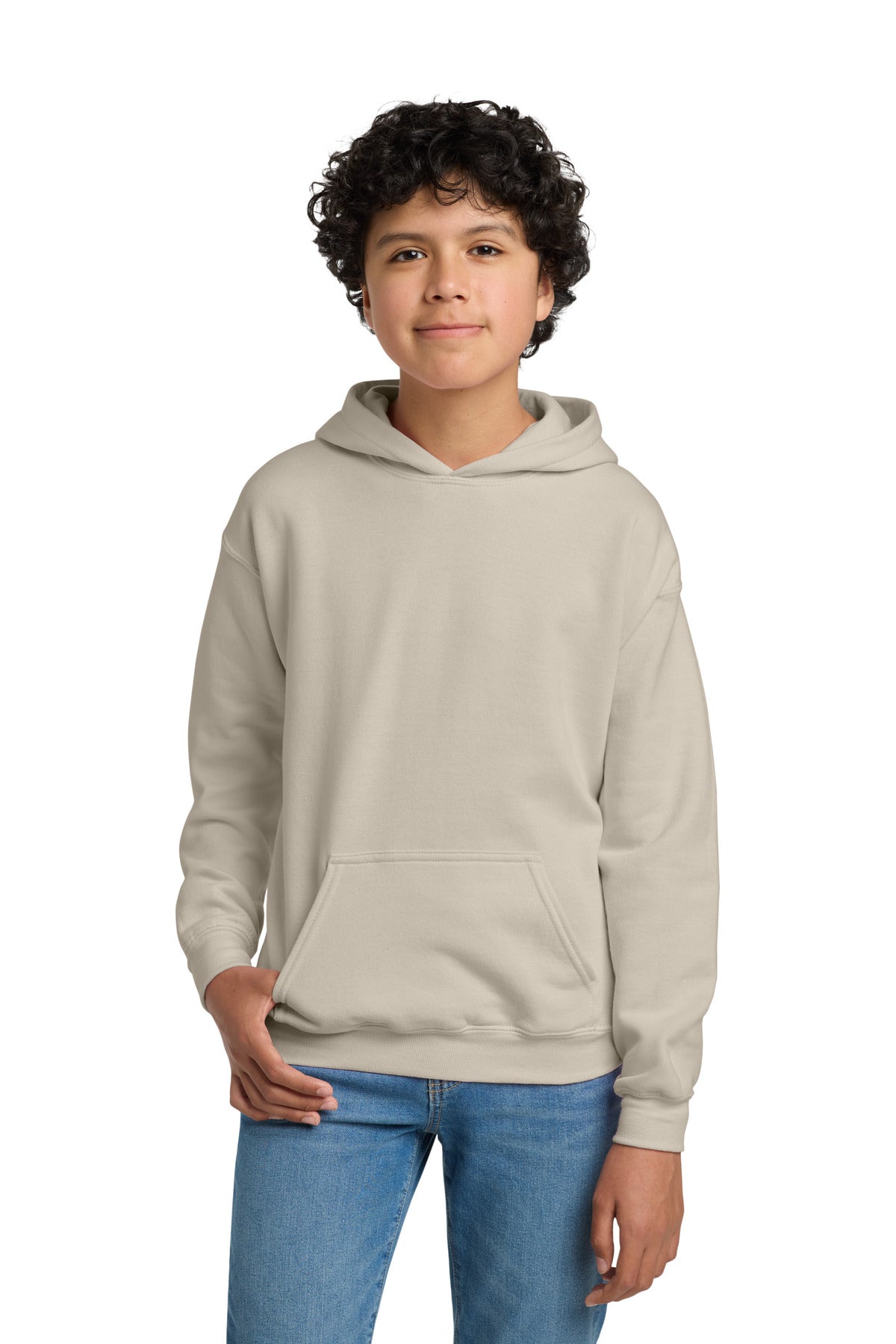 Custom logo Gildan® - Youth Heavy Blend™ Hooded Sweatshirt. 18500B in Sand