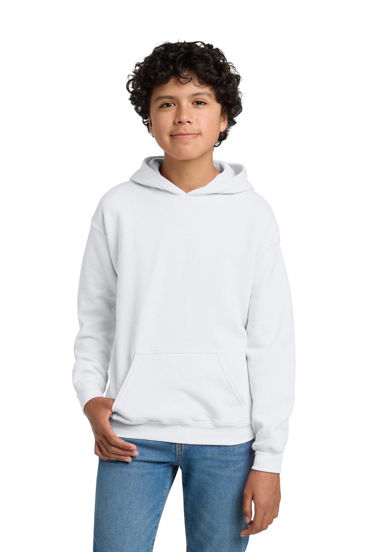 Custom logo Gildan® - Youth Heavy Blend™ Hooded Sweatshirt. 18500B in White