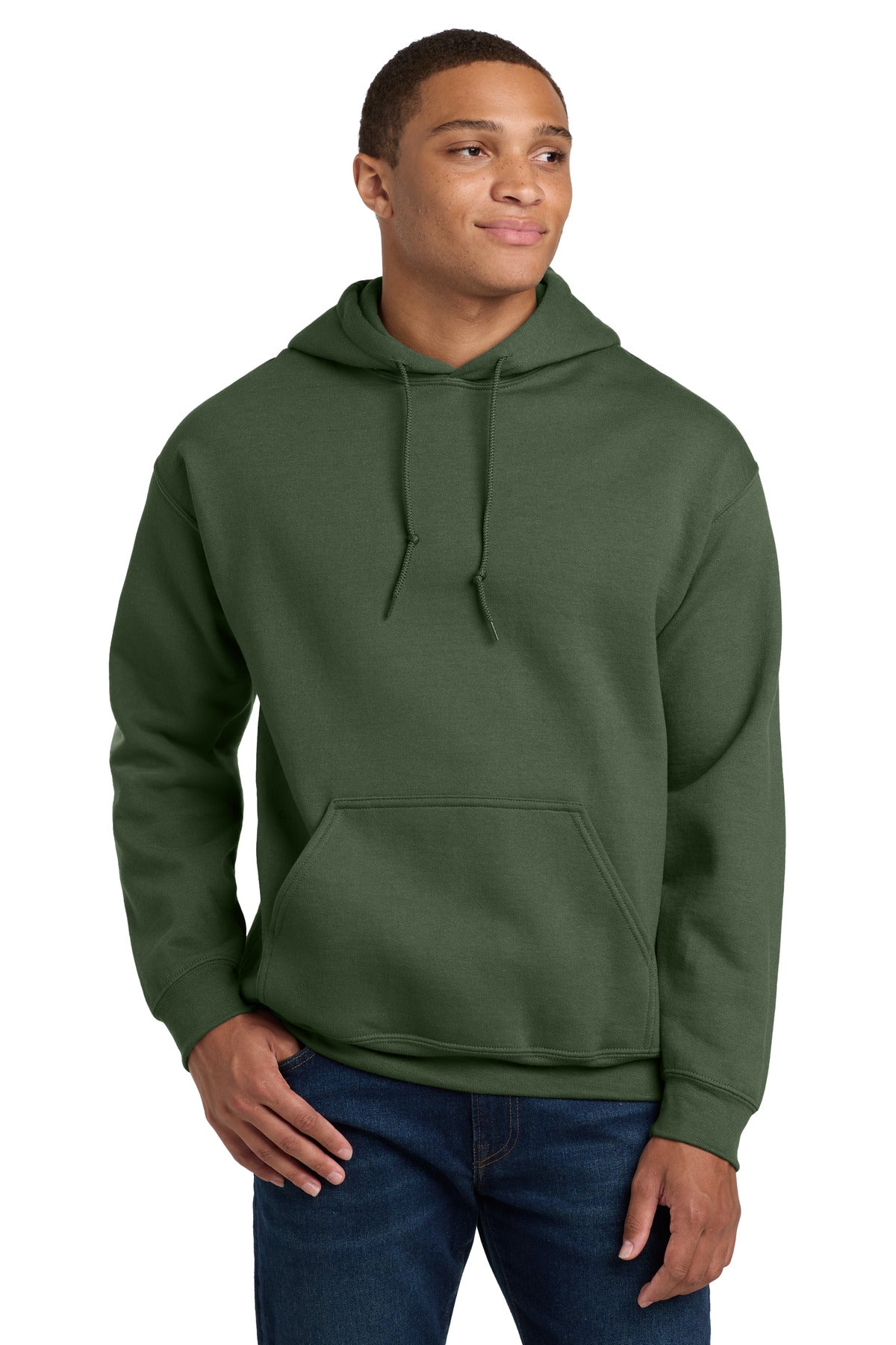 Custom logo Gildan® - Heavy Blend™ Hooded Sweatshirt.  18500 in Military Green
