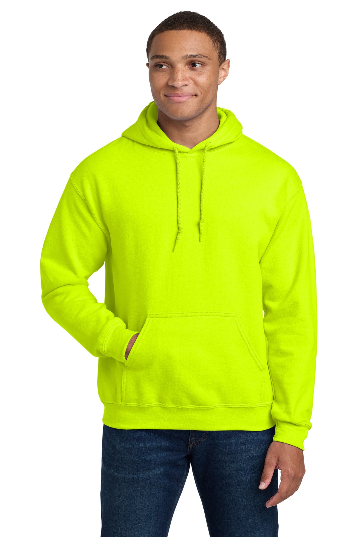 Custom logo Gildan® - Heavy Blend™ Hooded Sweatshirt.  18500 in Safety Green