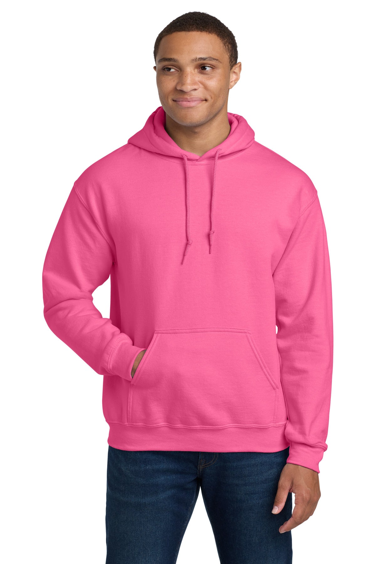 Custom logo Gildan® - Heavy Blend™ Hooded Sweatshirt.  18500 in Safety Pink