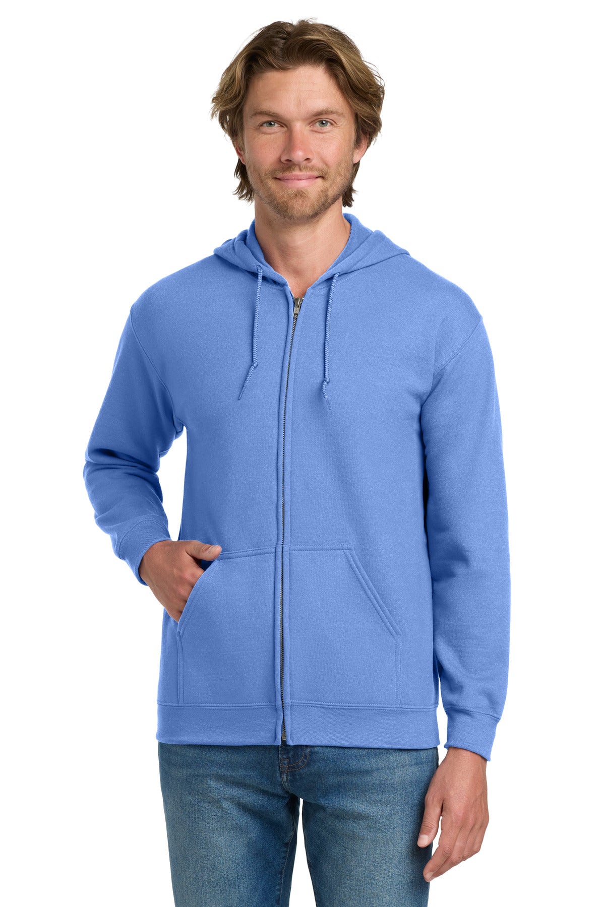 Custom logo Gildan® - Heavy Blend™ Full-Zip Hooded Sweatshirt. 18600 in Carolina Blue