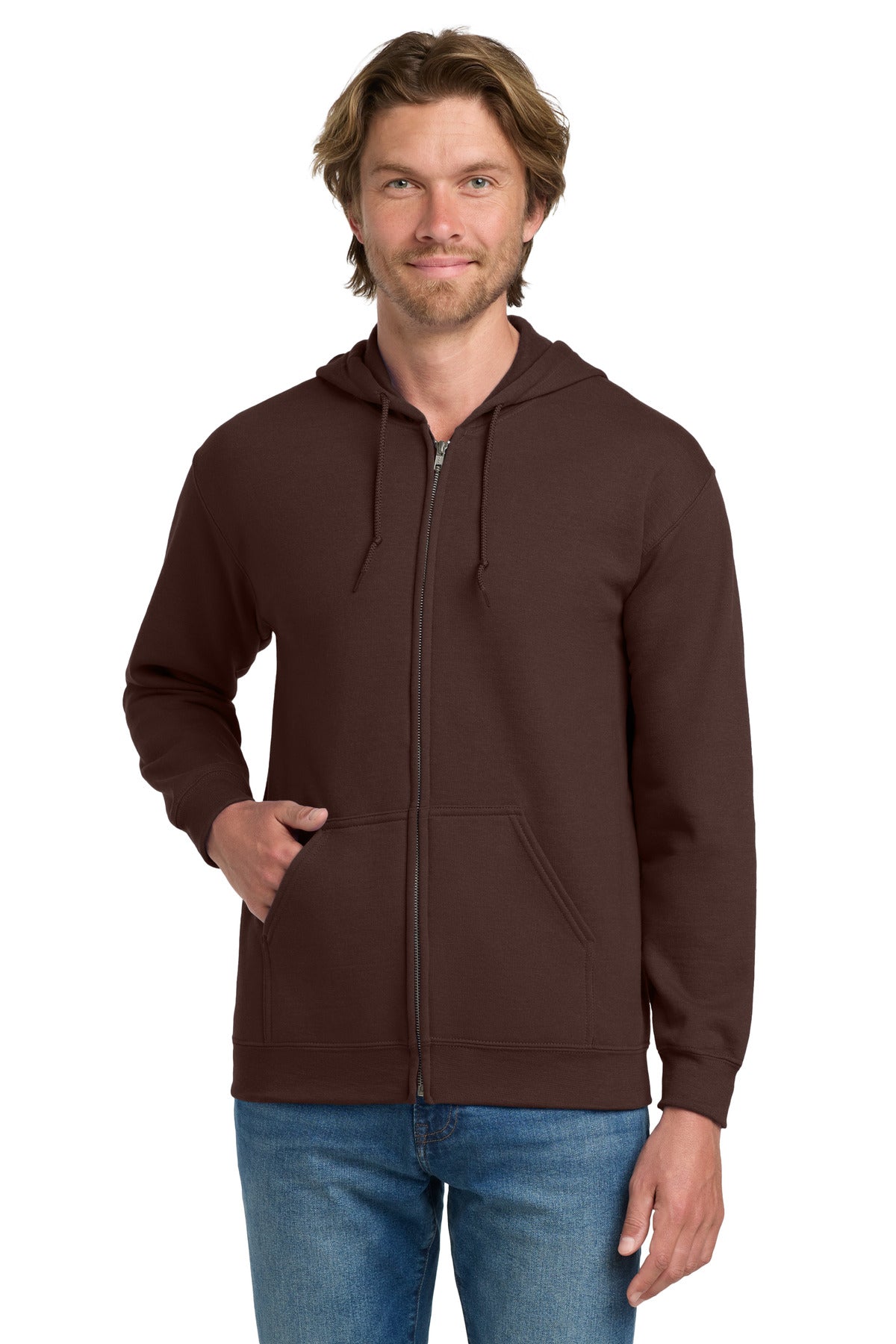Custom logo Gildan® - Heavy Blend™ Full-Zip Hooded Sweatshirt. 18600 in Dark Chocolate